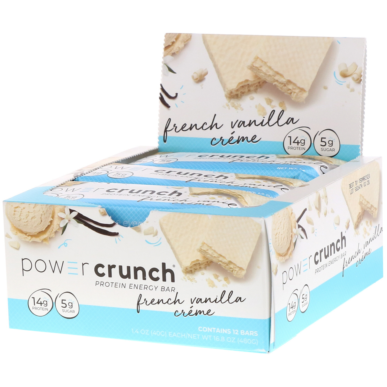BNRG, Power Crunch Protein Energy Bar, Creme de Baunilha Francês, 12 Barrinhas, 40 g (1,4 oz) Cada