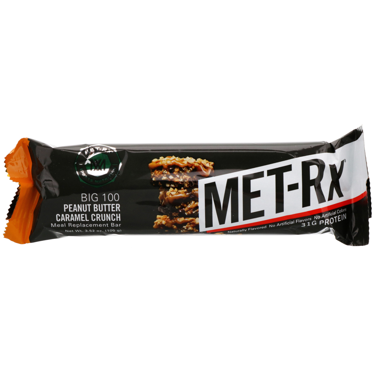 MET-Rx, Big 100, Meal Replacement Bar, Peanut Butter Caramel Crunch, 9 Bars, 3.52 oz (100 g) Each - Imagem 4