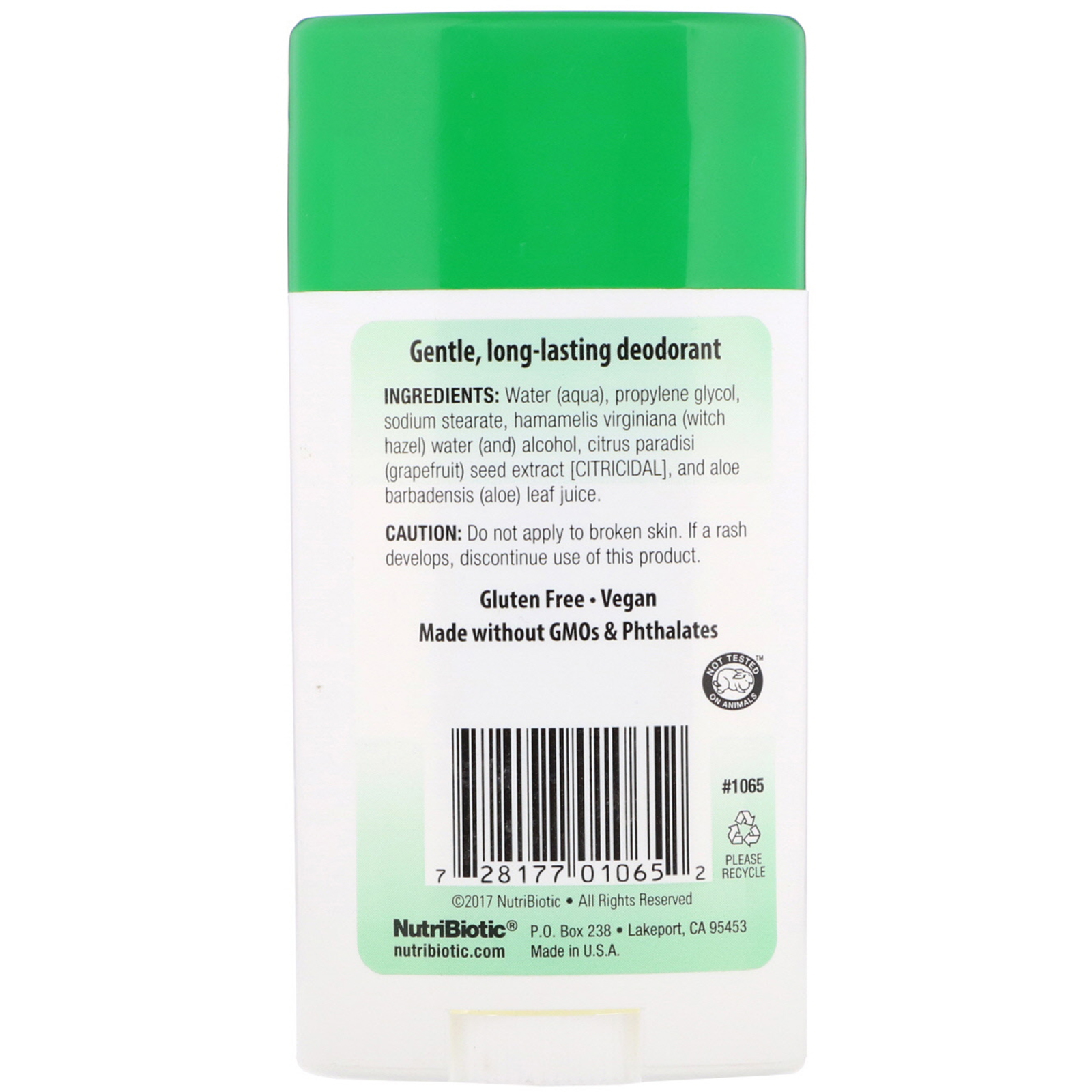 NutriBiotic, Deodorant, Unscented, 2.6 oz (75 g) - Imagem 2
