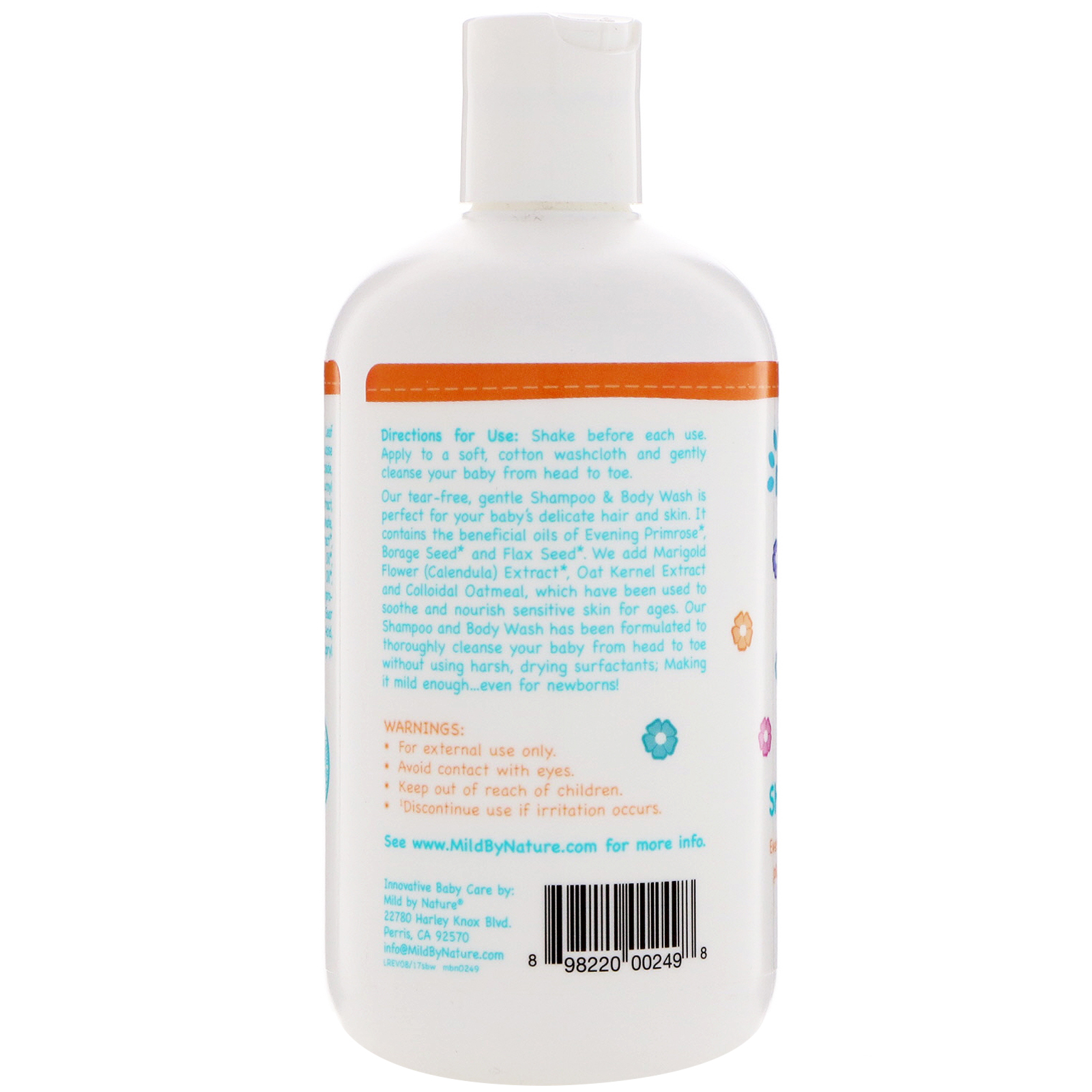 Mild By Nature, Shampoo e Sabonete Líquido Corporal para Bebês que Não Irrita os Olhos, Pêssego, 380 ml (12,85 fl oz) - Imagem 3
