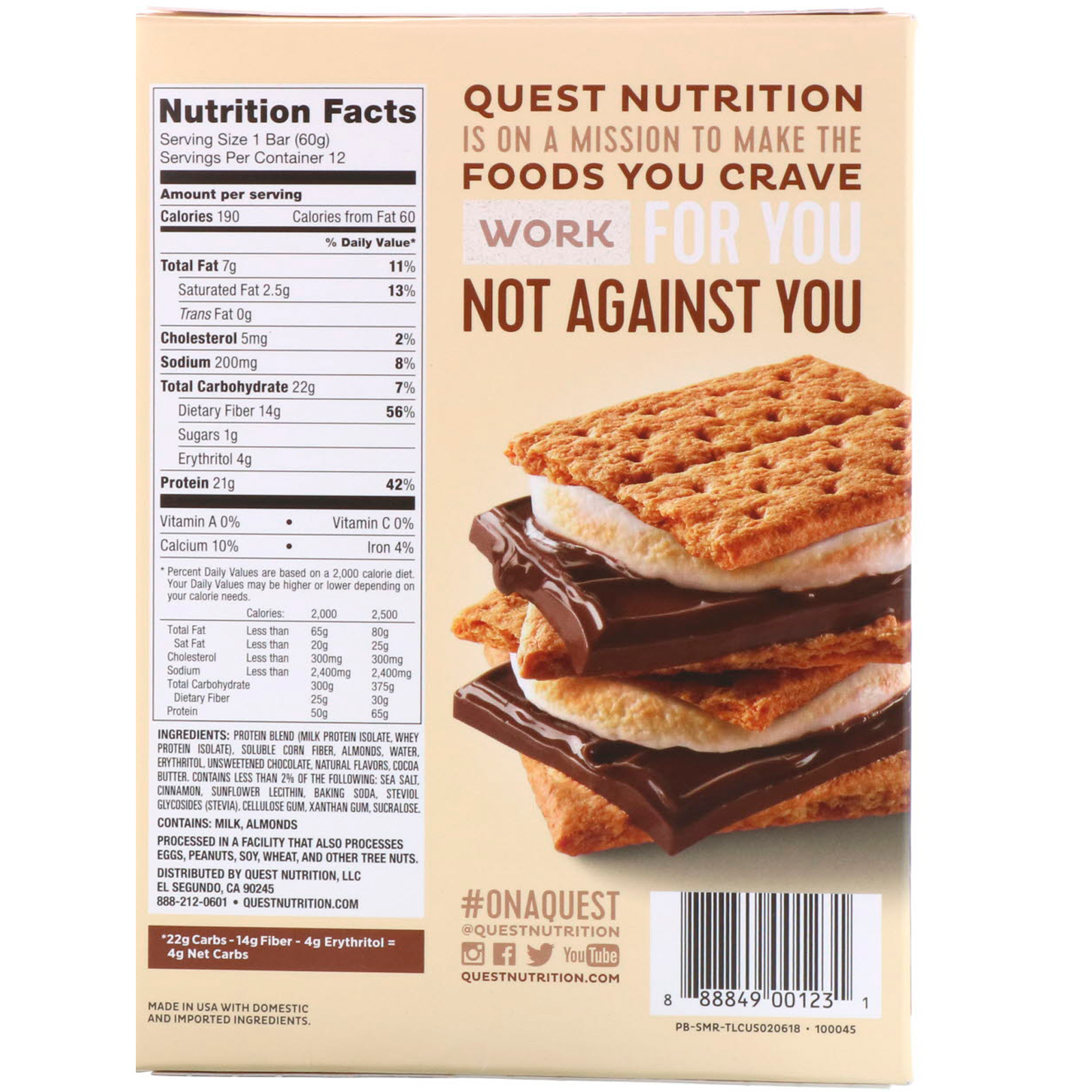 Quest Nutrition, Barra de Proteínas, S'mores, 12 Barras, 2,12 (60 g) Cada - Imagem 3