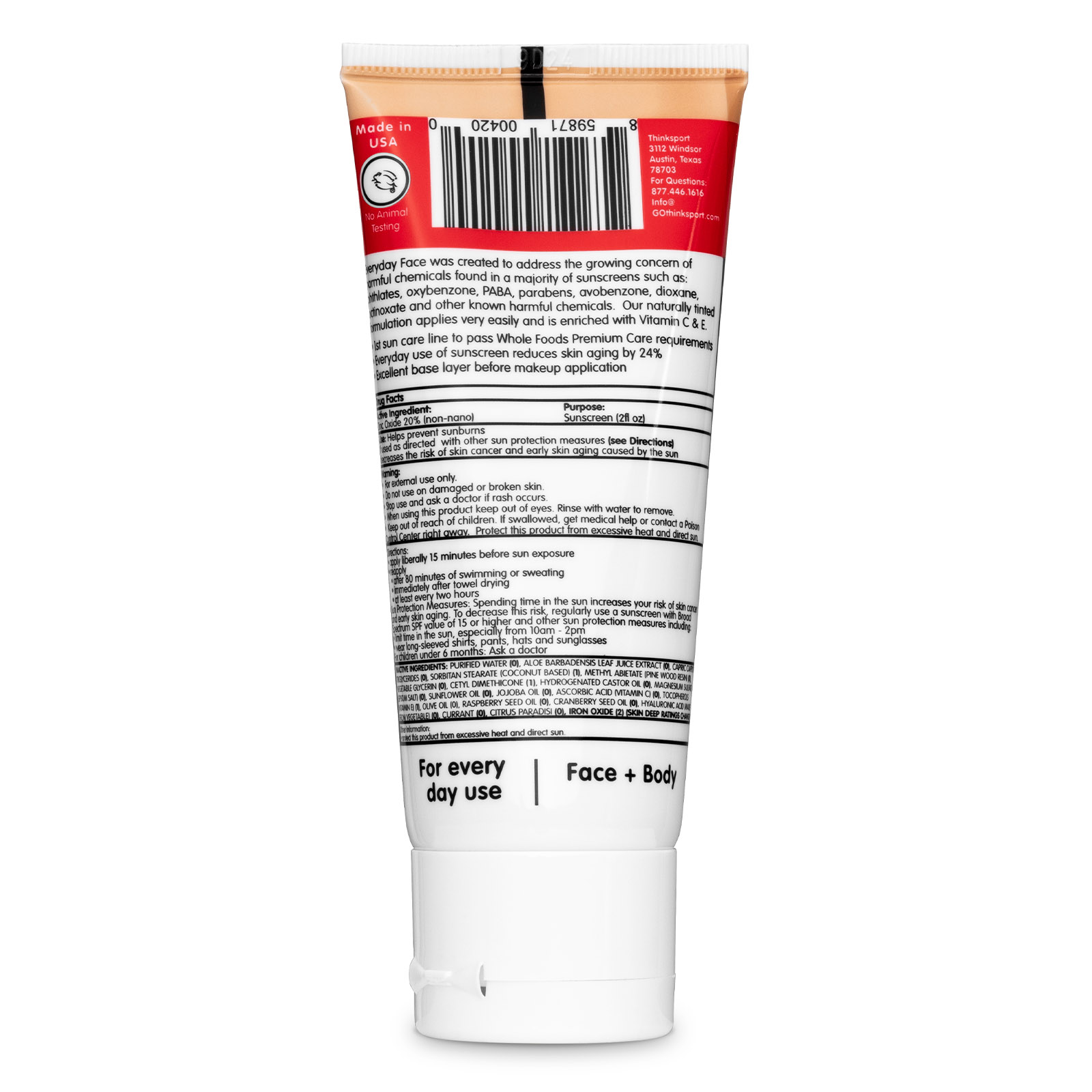 Think, Thinksport, Rosto Diário, SPF 30+, Colorido Naturalmente, 2 oz (59ml) - Imagem 2