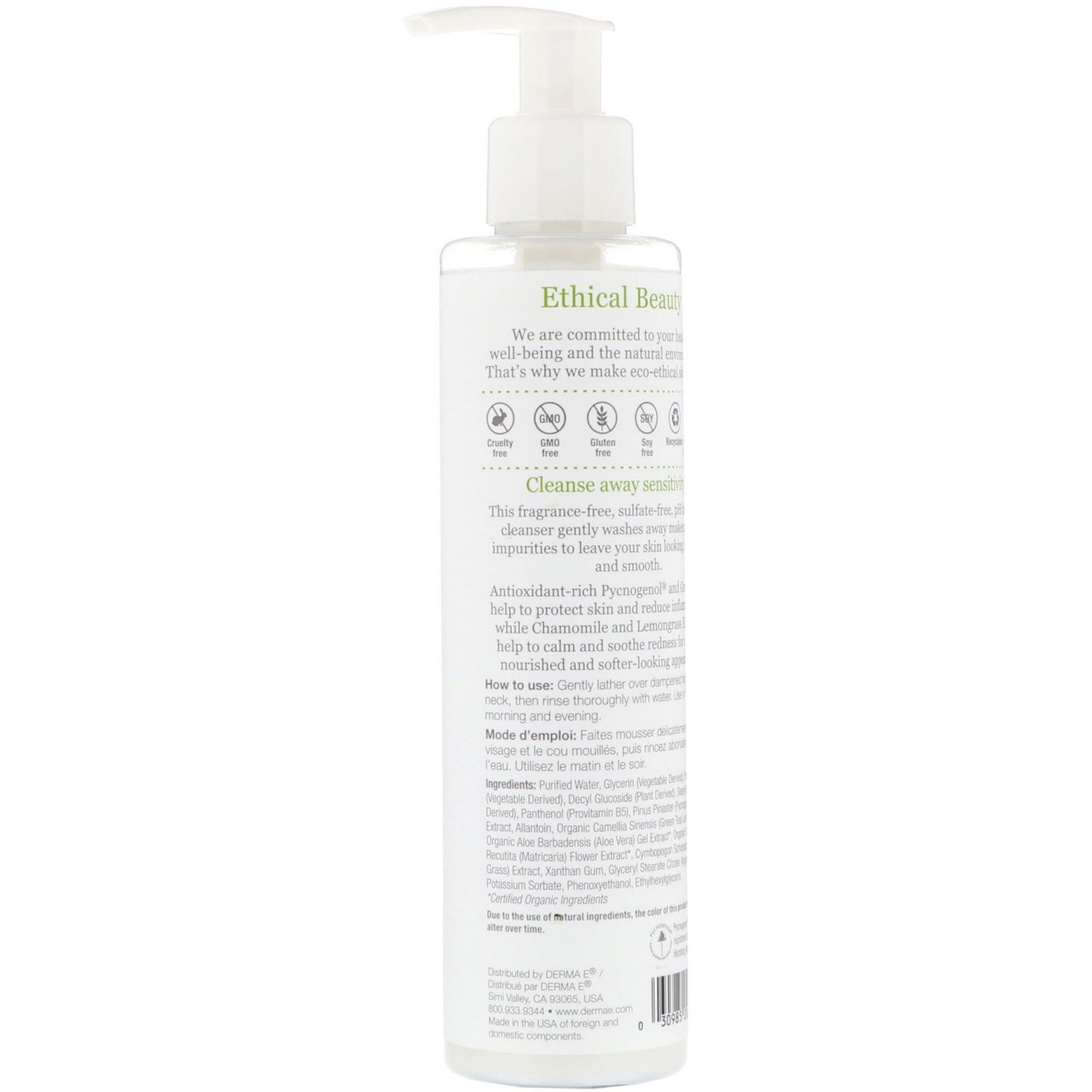 Derma E, Produto de Limpeza para Pele Sensível, 6 fl oz (175 ml) - Imagem 2
