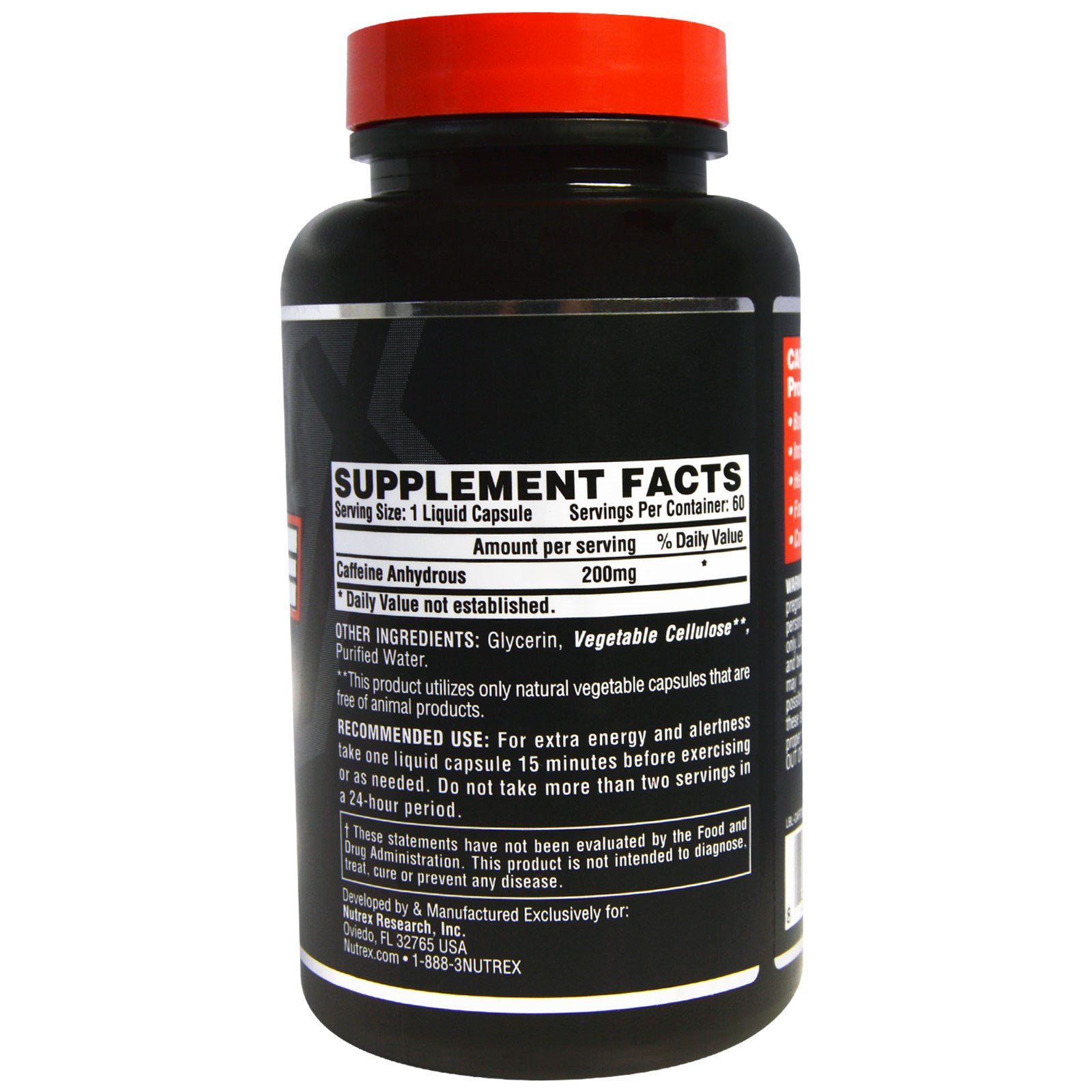 Nutrex Research, Cafeína 200, Energia e Agilidade, 60 Cápsulas Líquidas - Imagem 2