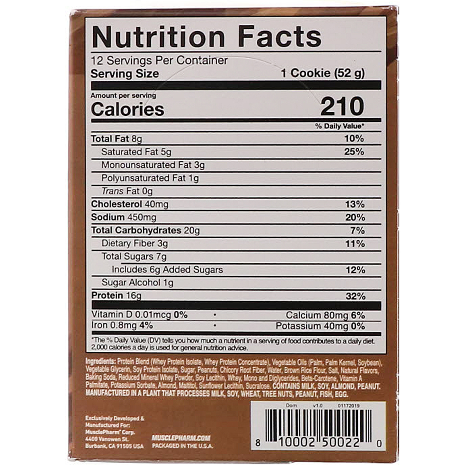 MusclePharm, Biscoitos de Proteína, Manteiga de Amendoim, 12 Biscoitos, 1,83 oz (52 g) Cada - Imagem 3