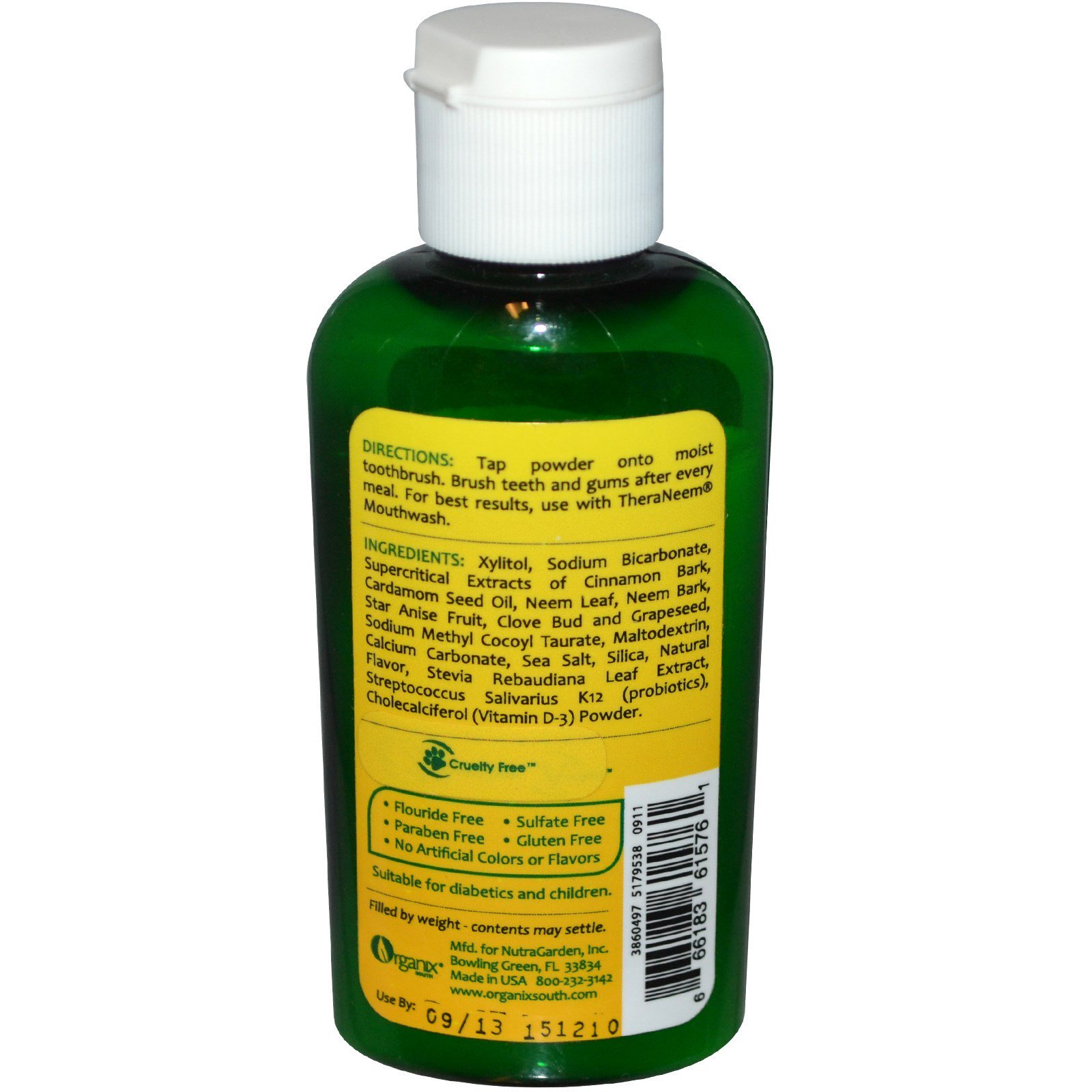 Organix South, Natural Theraneem, Dente de Nim e Goma em Pó, Therape Suave de Canela, 40g - Imagem 2