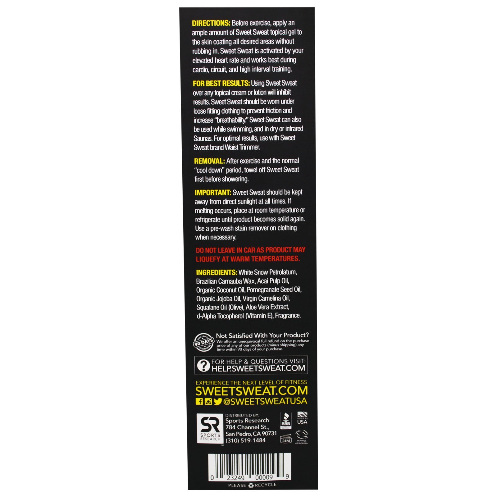 Sports Research, Bastão Sweet Sweat, Potencializador do Treino, 6,4 oz. (182g) - Imagem 2