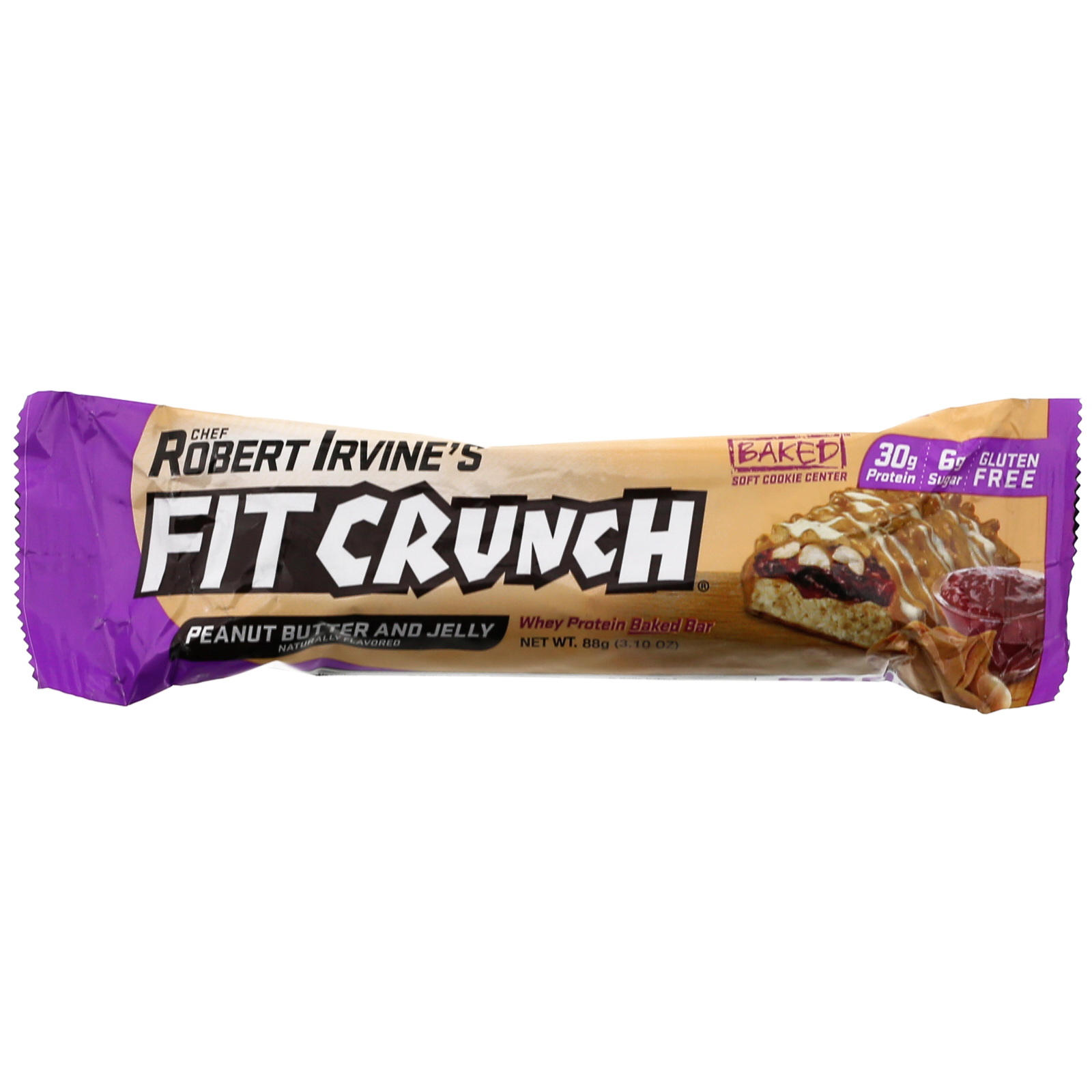 FITCRUNCH, Barra de Proteína do Soro de Leite (Whey), Manteiga de Amendoim e Gelatina, 12 Barras, 88 g (3,10 oz) Cada - Imagem 5