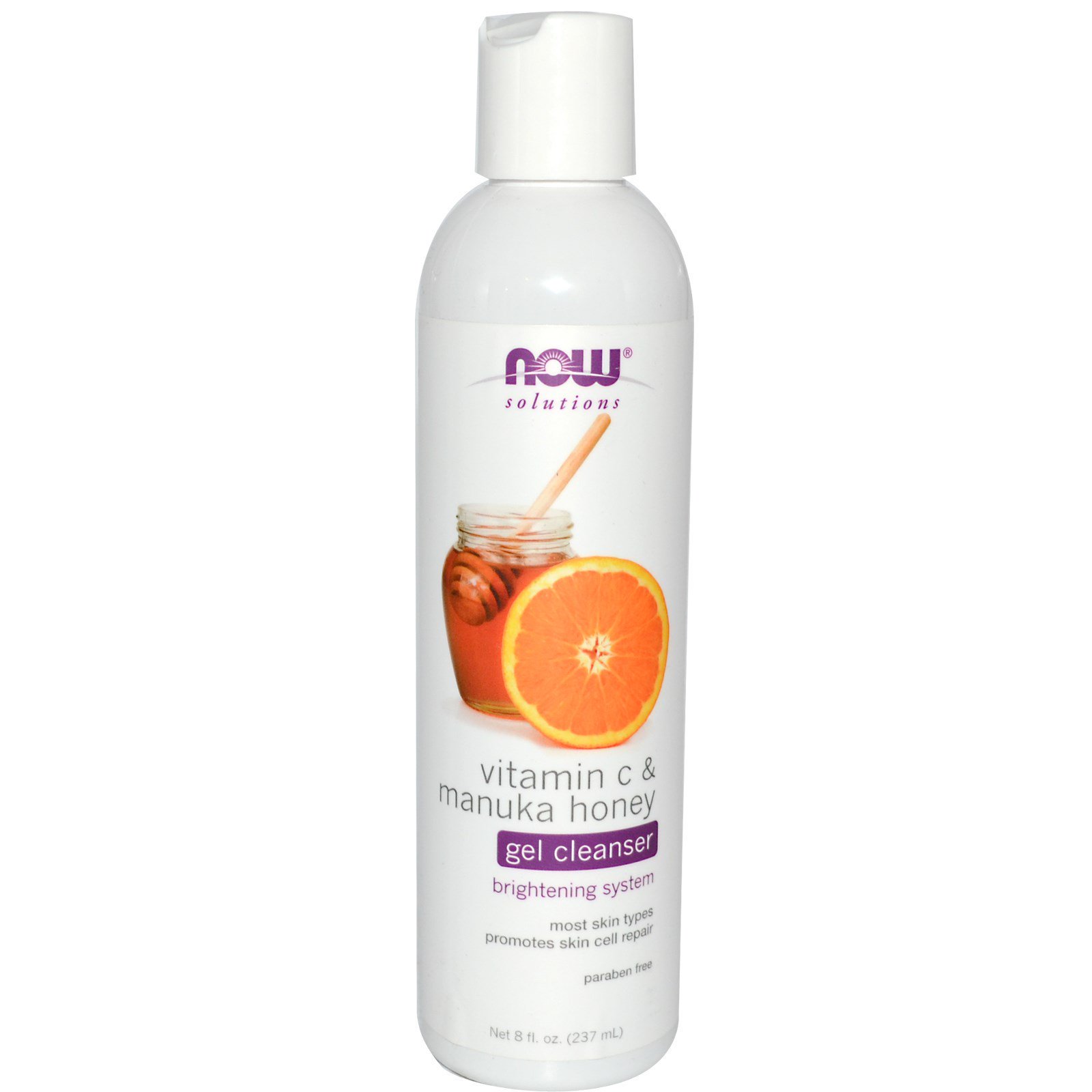 Now Foods, Solutions, Limpador gel, Vitamina C e Mel Manuka, 8 fl oz (237 ml)