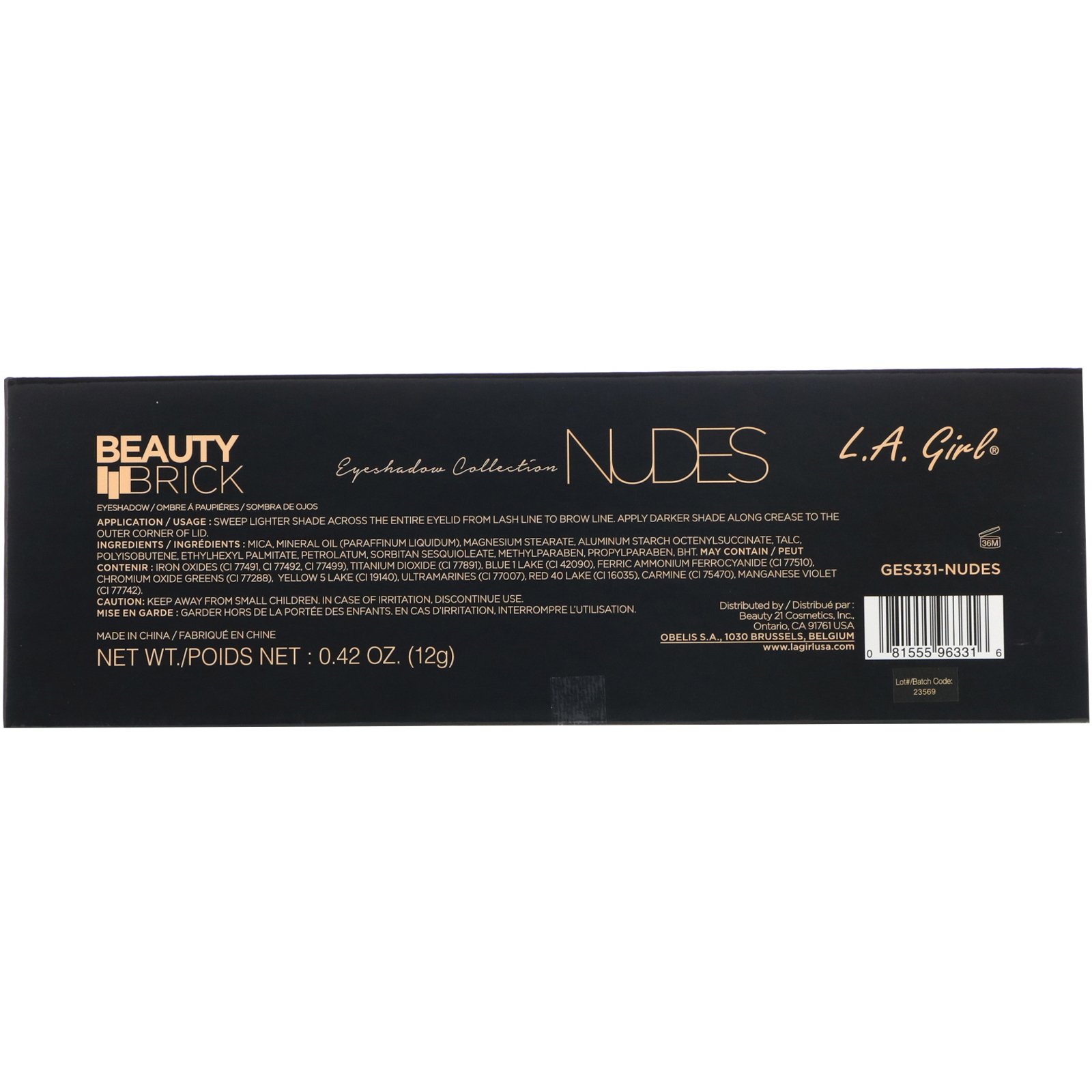 L.A. Girl, Paleta de sombra de tons nude, Beauty Brick, 12 g - Imagem 3
