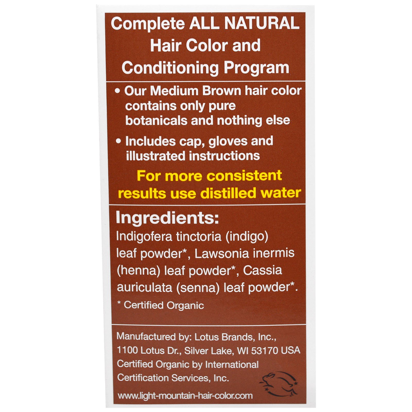 Light Mountain, Tintura com Cor Natural de cabelo e condicionador, castanho médio, 4 oz (113 g) - Imagem 2