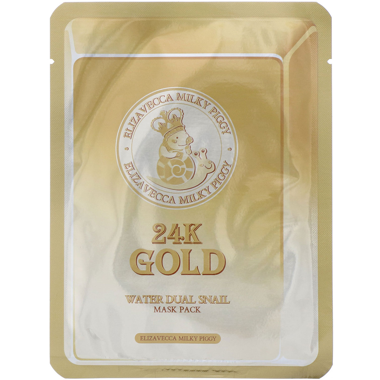 Elizavecca, Conjunto de Máscaras de Caracol Duplas de Água Ouro 24k Milky Piggy, 10 Folhas, 25 g (0,88 oz) Cada