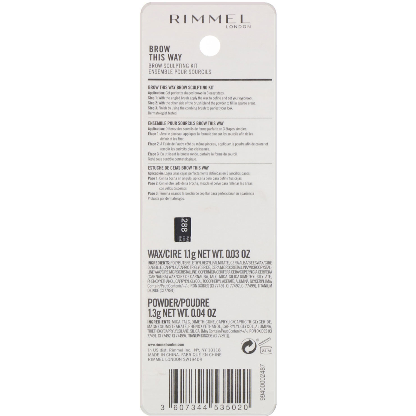 Rimmel London, Kit de sobrancelha Brow This Way Brow, 001 Loiro, 1 kit - Imagem 3