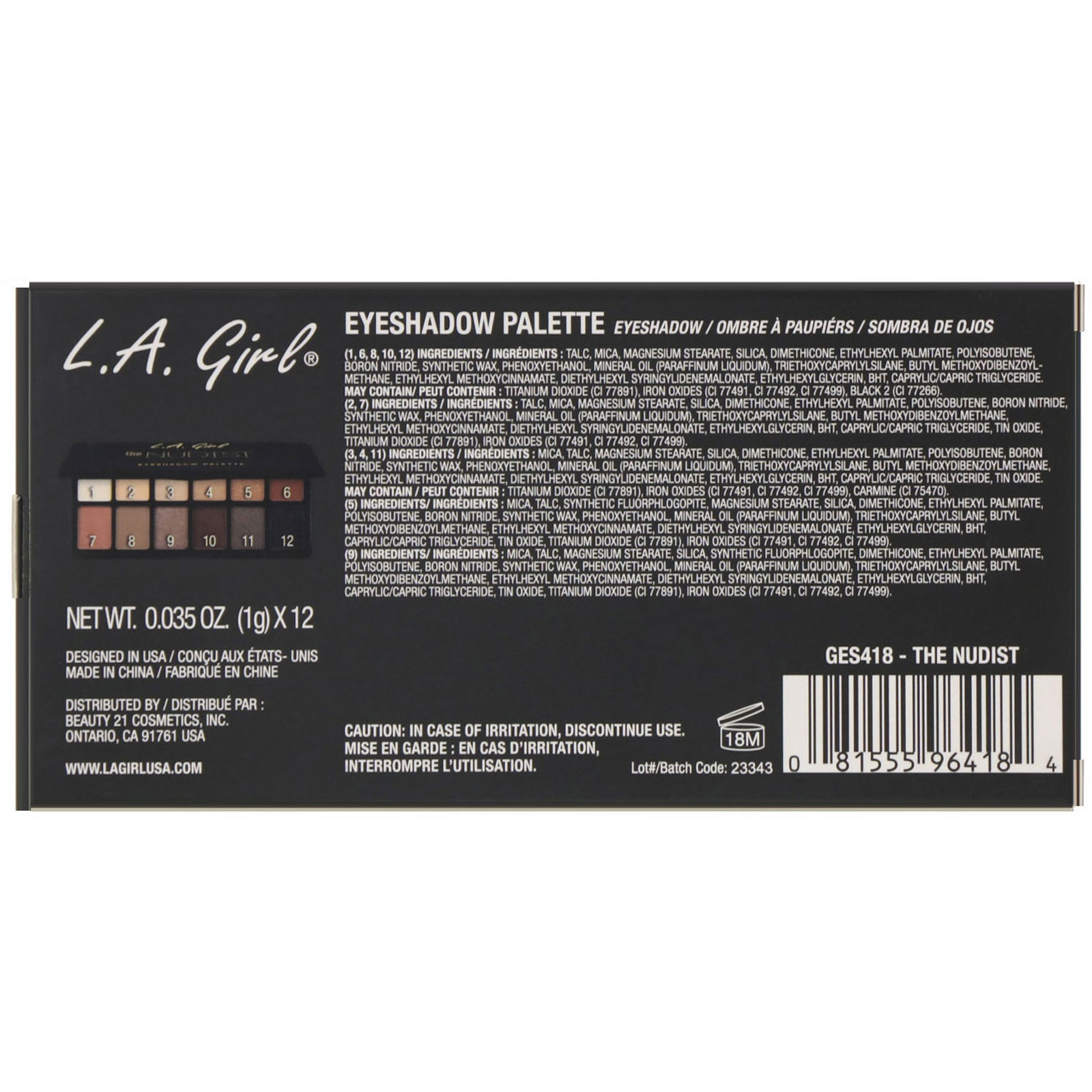 L.A. Girl, Paleta de sombra, The Nudist, 1 g cada - Imagem 3