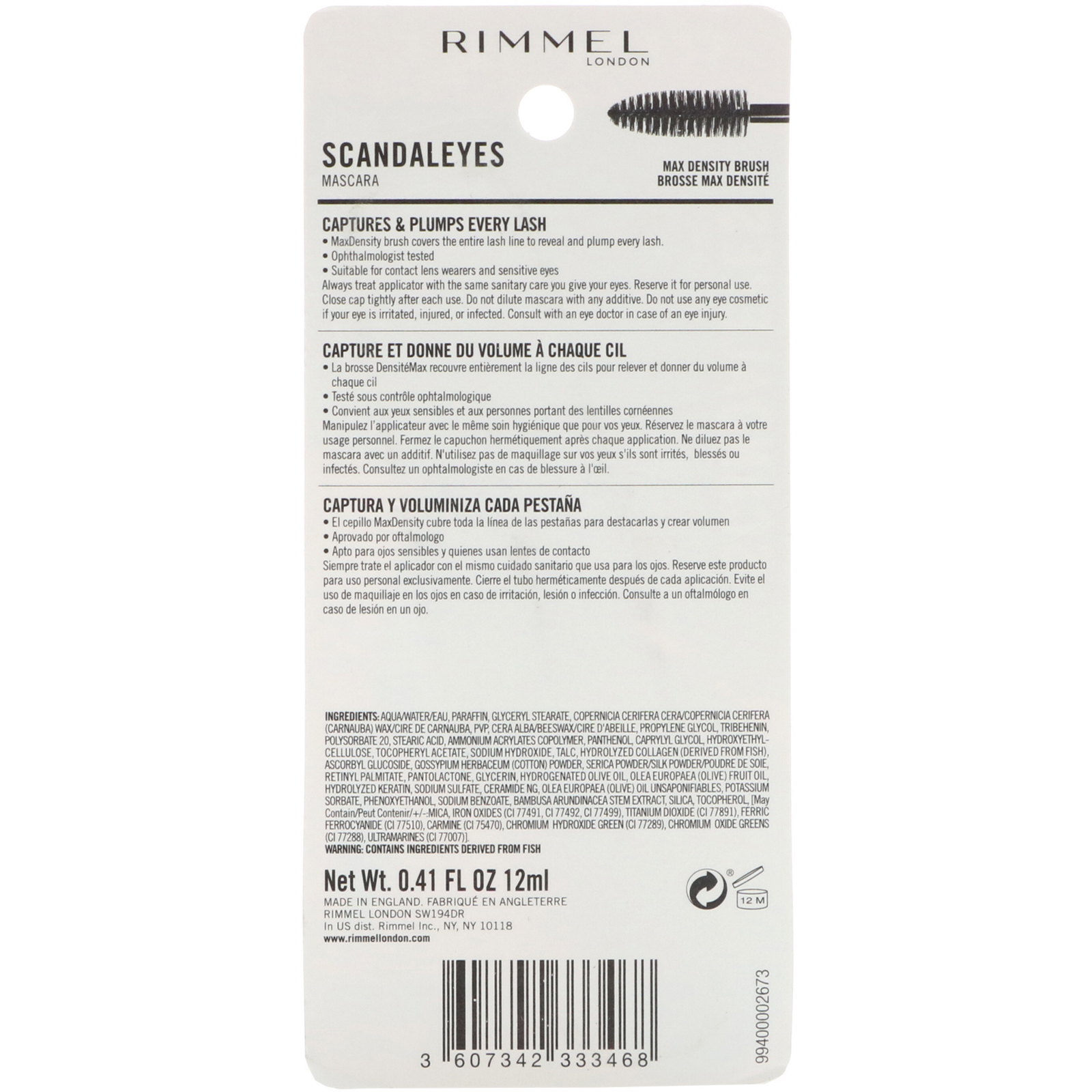 Rimmel London, Rímel Scandaleyes, 003 Preto intenso, 12 ml - Imagem 3