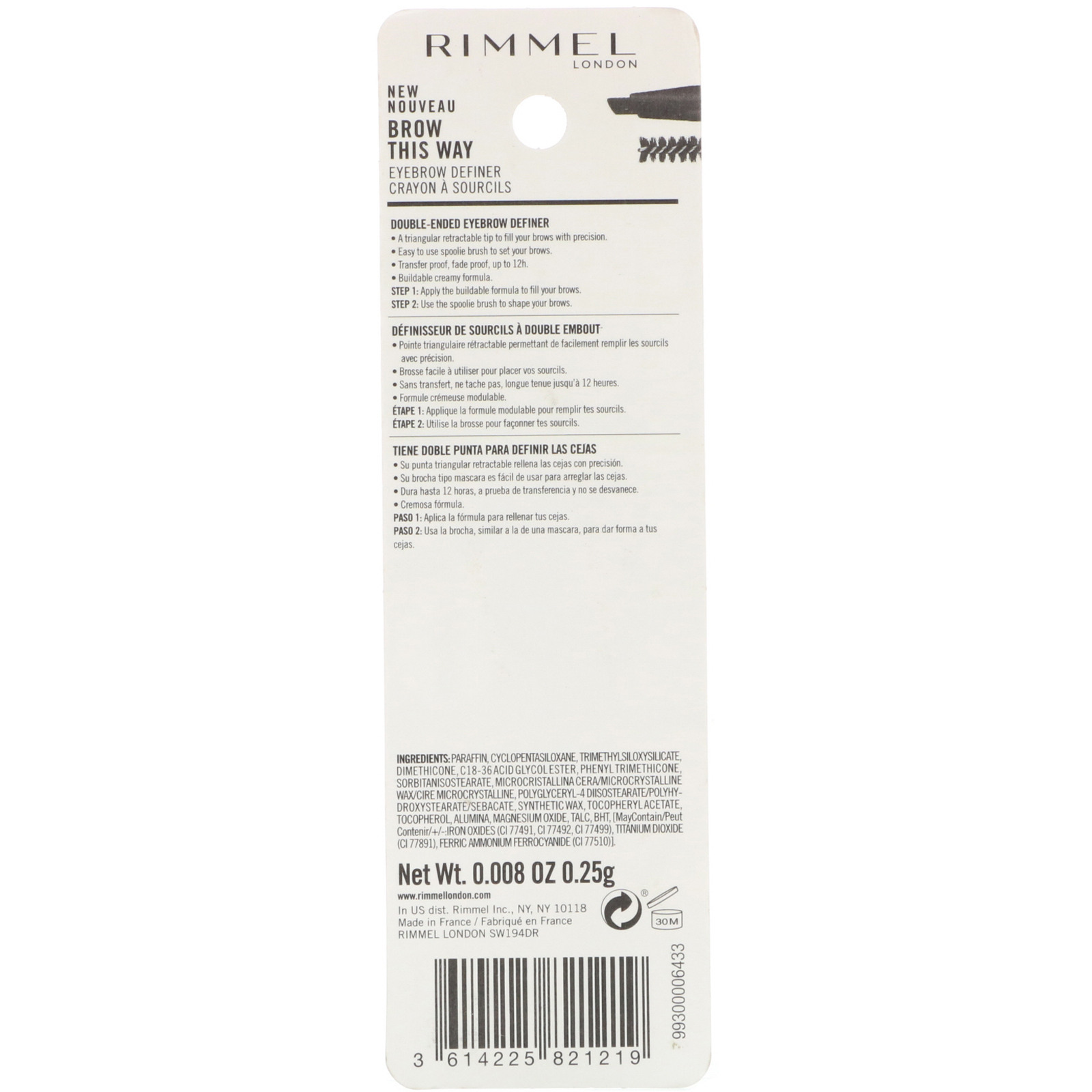 Rimmel London, Delineador de sobrancelha Brow This Way, 004 Preto leve, 0,25 g - Imagem 3