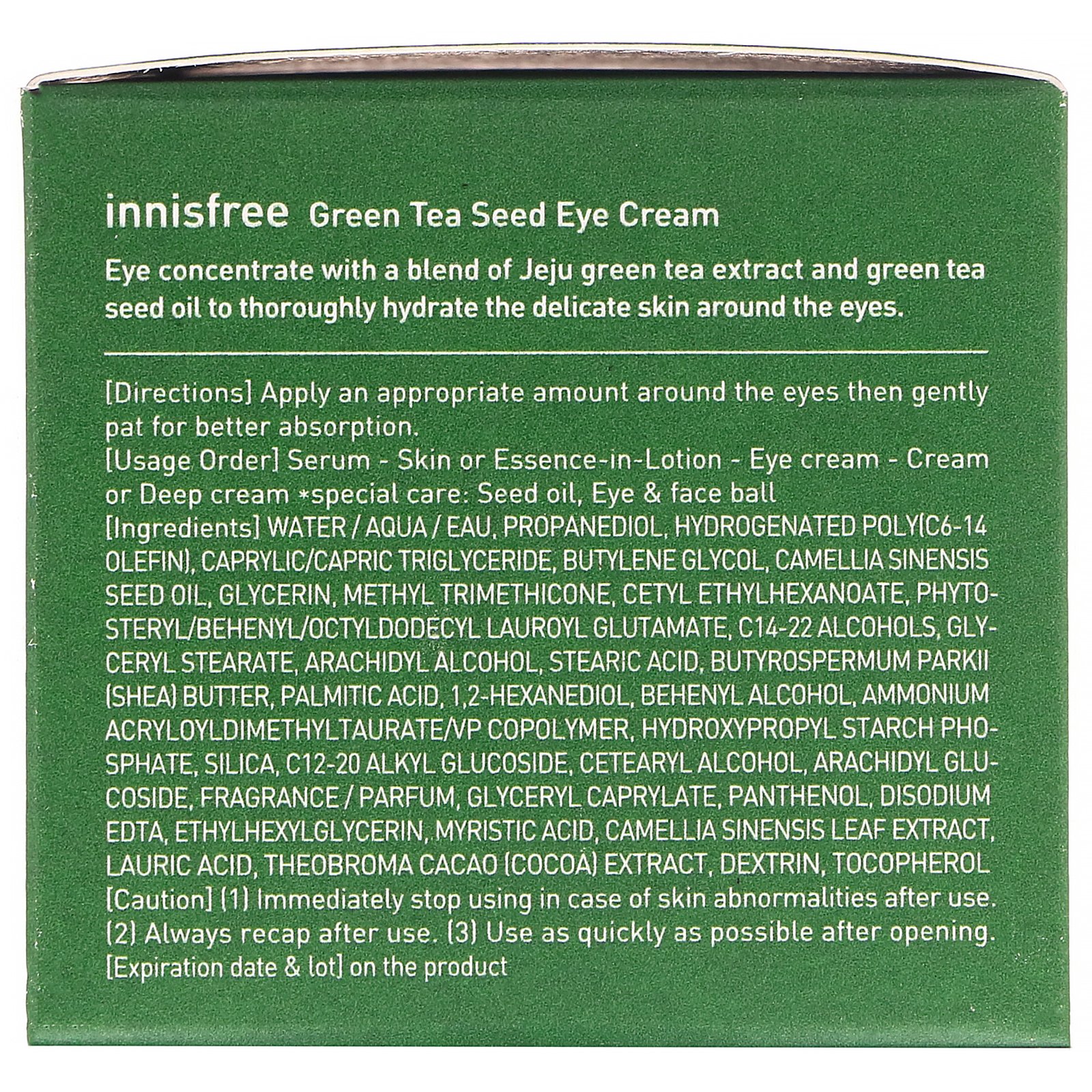 Innisfree, Creme de Semente de Chá Verde para os Olhos, 1,01 fl oz (30 ml) - Imagem 3