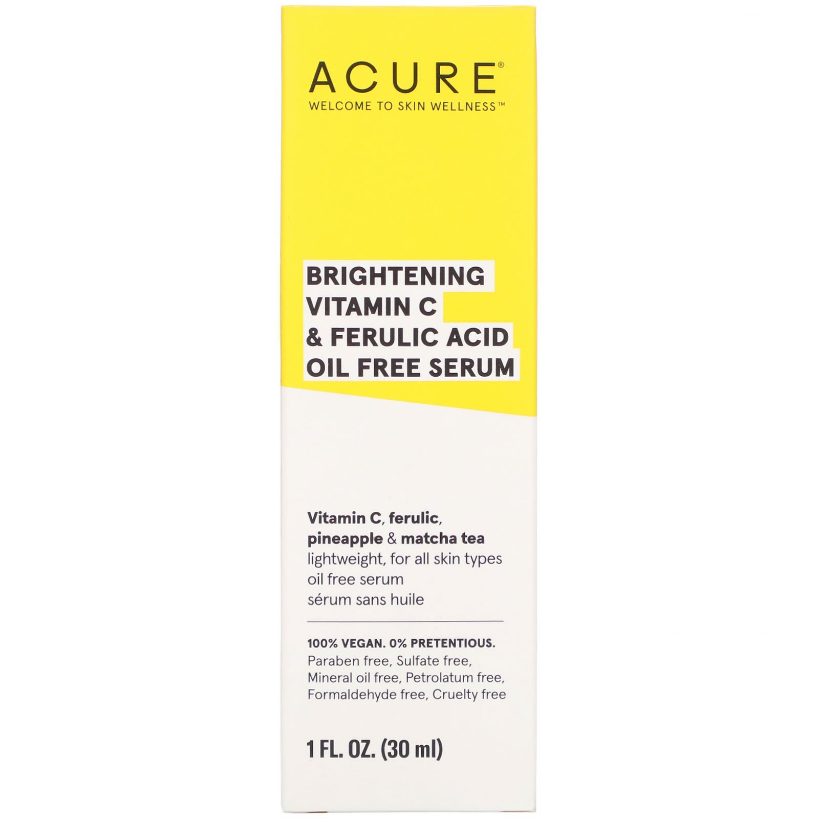 Acure, Brightening Vitamin C & Ferulic Acid Oil Free Serum, 1 fl oz (30 ml) - Imagem 2