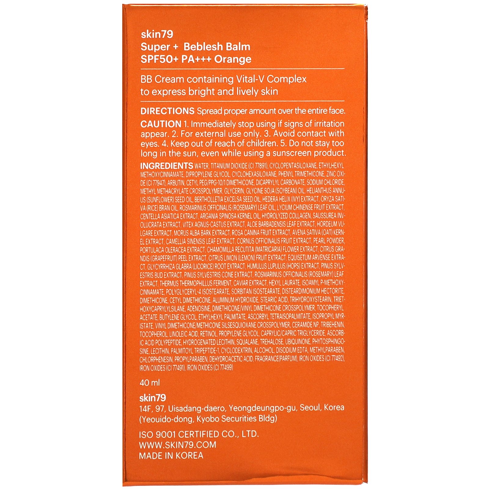 Skin79, Super+ Beblesh Balm, Original B.B, SPF 50+, PA+++, Orange, 40 ml - Imagem 3