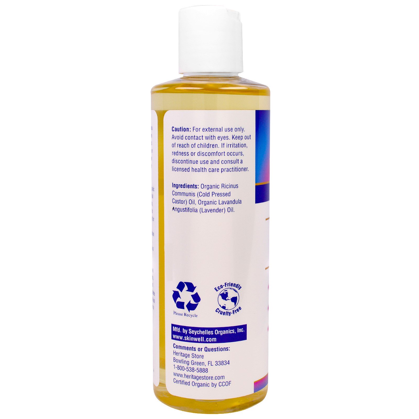Heritage Store, The Palma Christi, Óleo Casto Orgânico, Lavanda, 240 ml - Imagem 2
