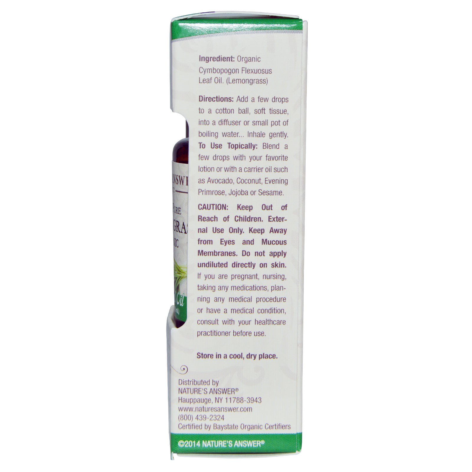 Nature's Answer, Óleo essencial orgânico, Erva-limão 100% pura, 15 ml - Imagem 2