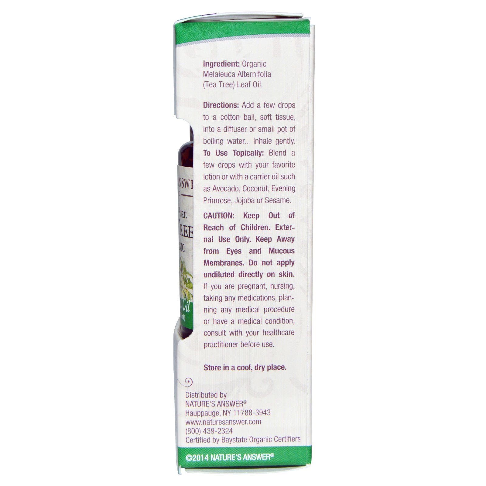 Nature's Answer, Óleo Essencial Orgânico, 100% Pura Árvore do Chá, 0,5 fl oz / 15 ml - Imagem 2