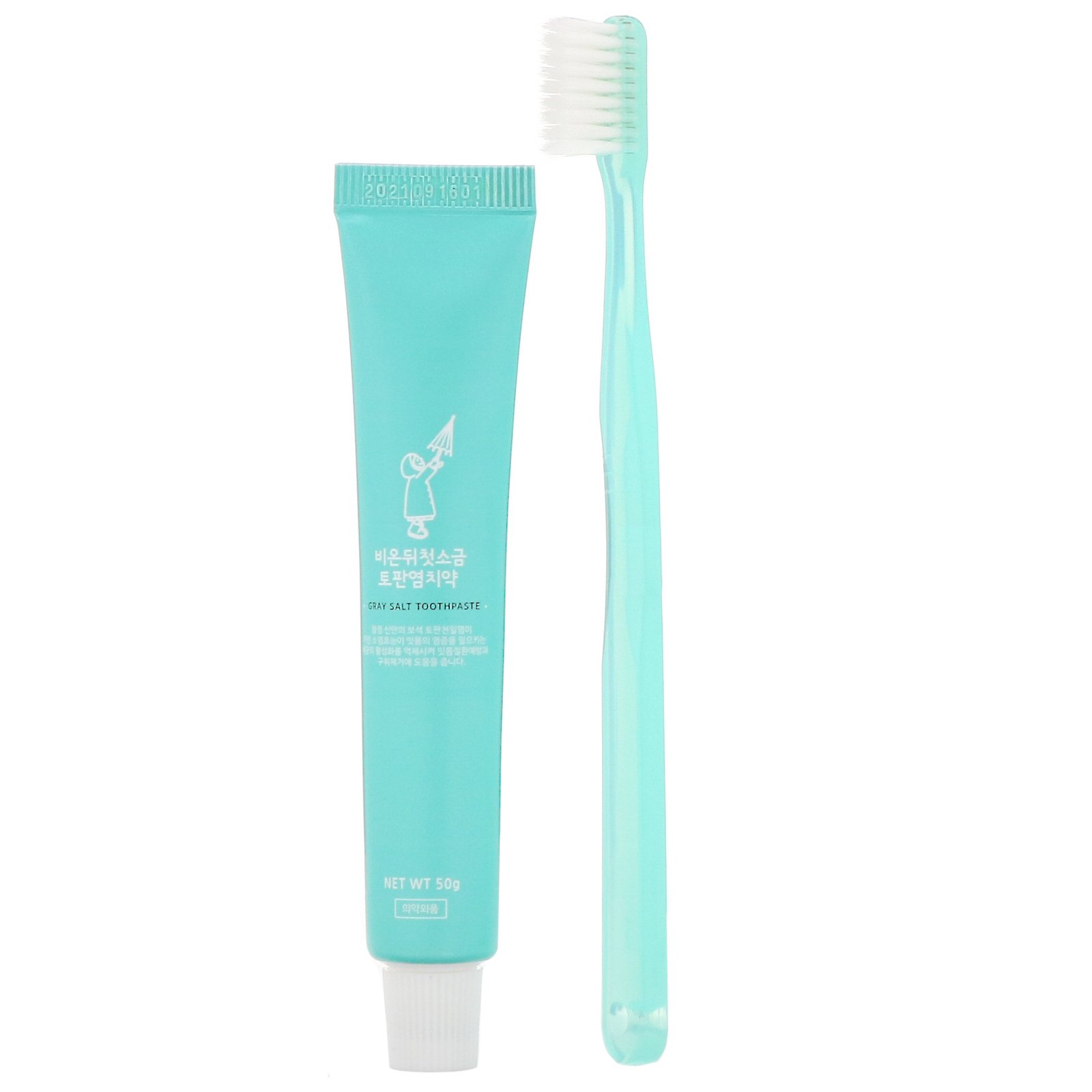 First Salt After Rain, Grey Salt, Conjunto de Escova de Dentes e Creme Dental, Azul, 1 Kit