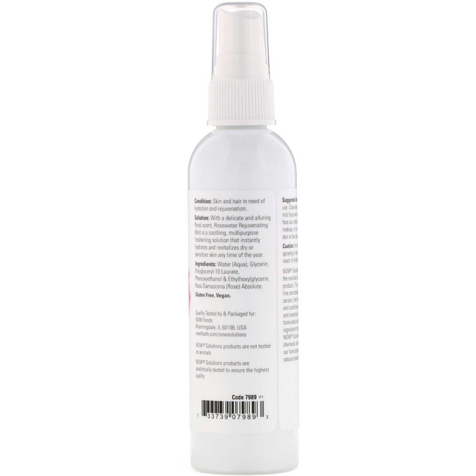 Now Foods, Solutions, Spray Rejuvenescedor de Água de Rosas, 4 fl oz (118 ml) - Imagem 2