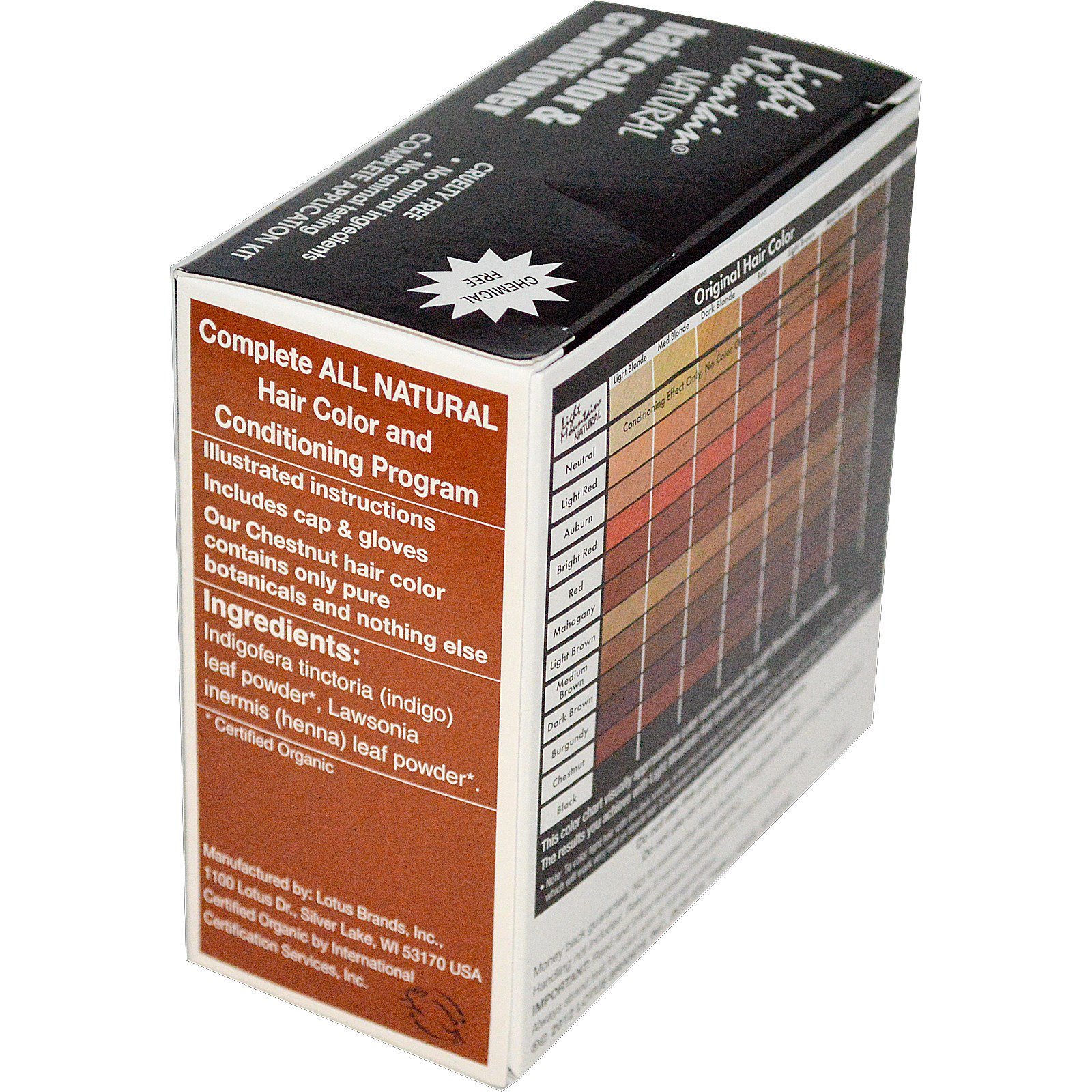 Light Mountain, Tintura e Condicionador Capilar Natural, Castanho, 113 g (4 oz) - Imagem 2