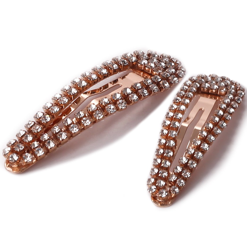 Kitsch, Presilha de Cabelo com Strass, Ouro Rosé, 2 Peças