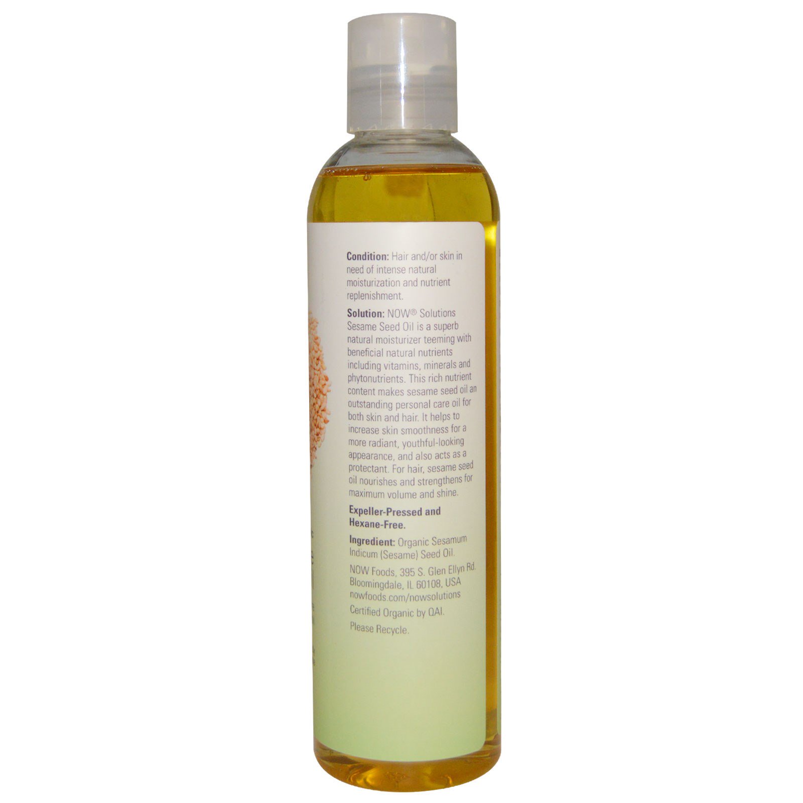 Now Foods, Now Solutions, Óleo de Semente de Gergelim, Orgânico Certificado, 8 fl oz (237 ml) - Imagem 2