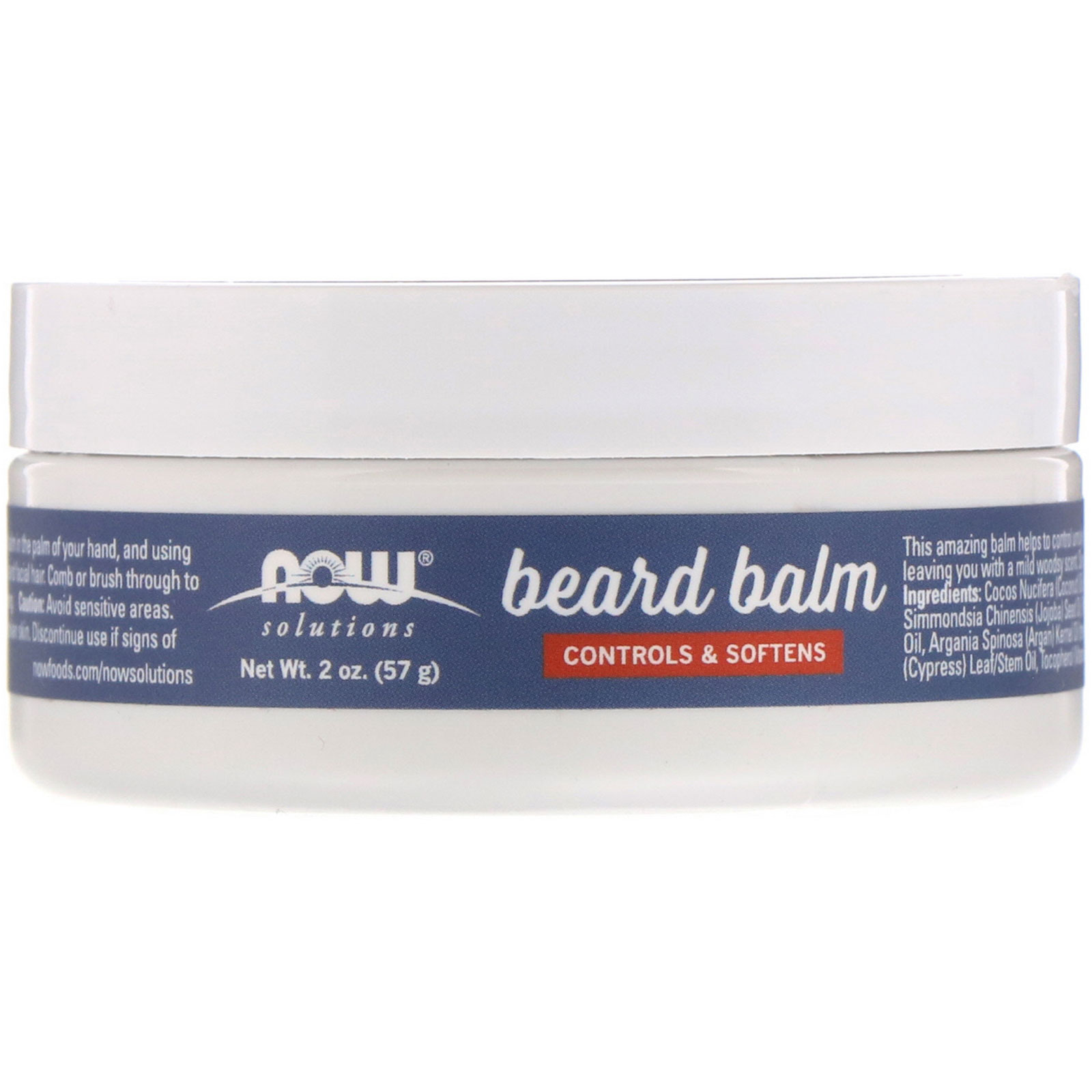 Now Foods, Bálsamo para barba, controle e maciez, Light Woodsy, 57 g (2 oz)