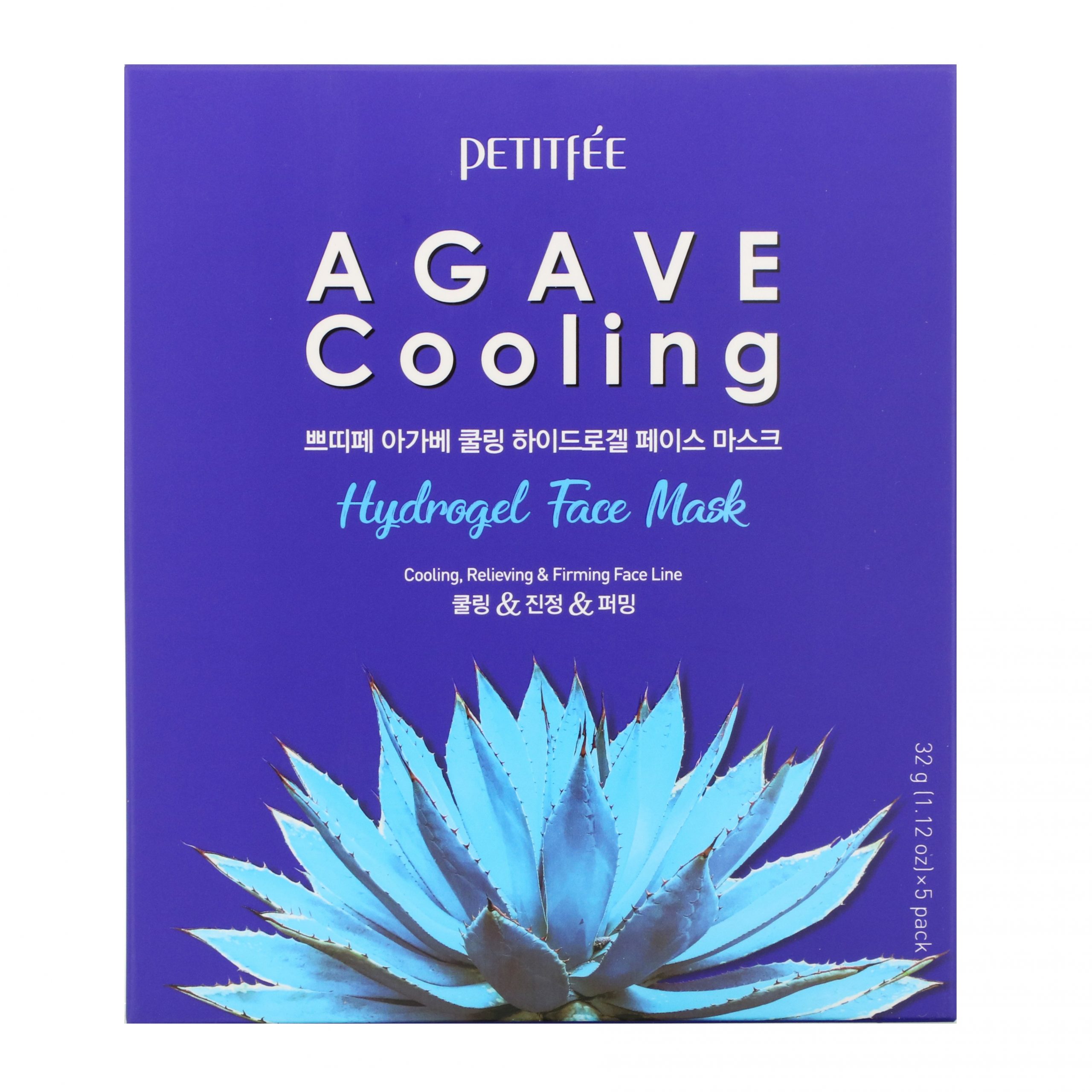 Petitfee, Agave Cooling, Hydrogel Face Mask, 5 Sheets, 1.12 oz (32 g) Each