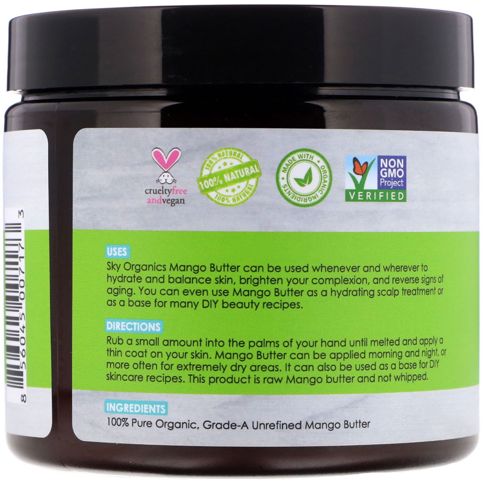 Sky Organics, Organic Unrefined Raw, Mango Butter, 16 fl oz (454 g) - Imagem 2