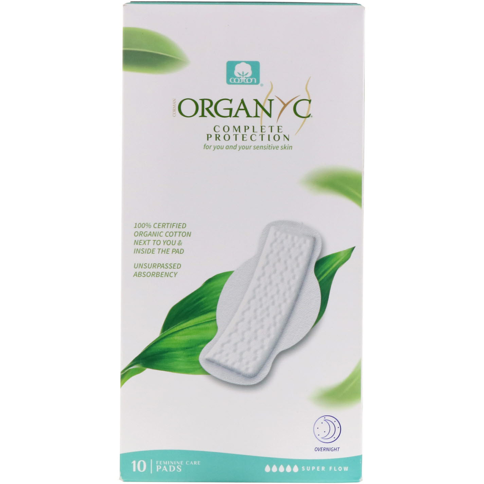 Organyc, Organic Cotton Pads, Super Flow, 10 Pads