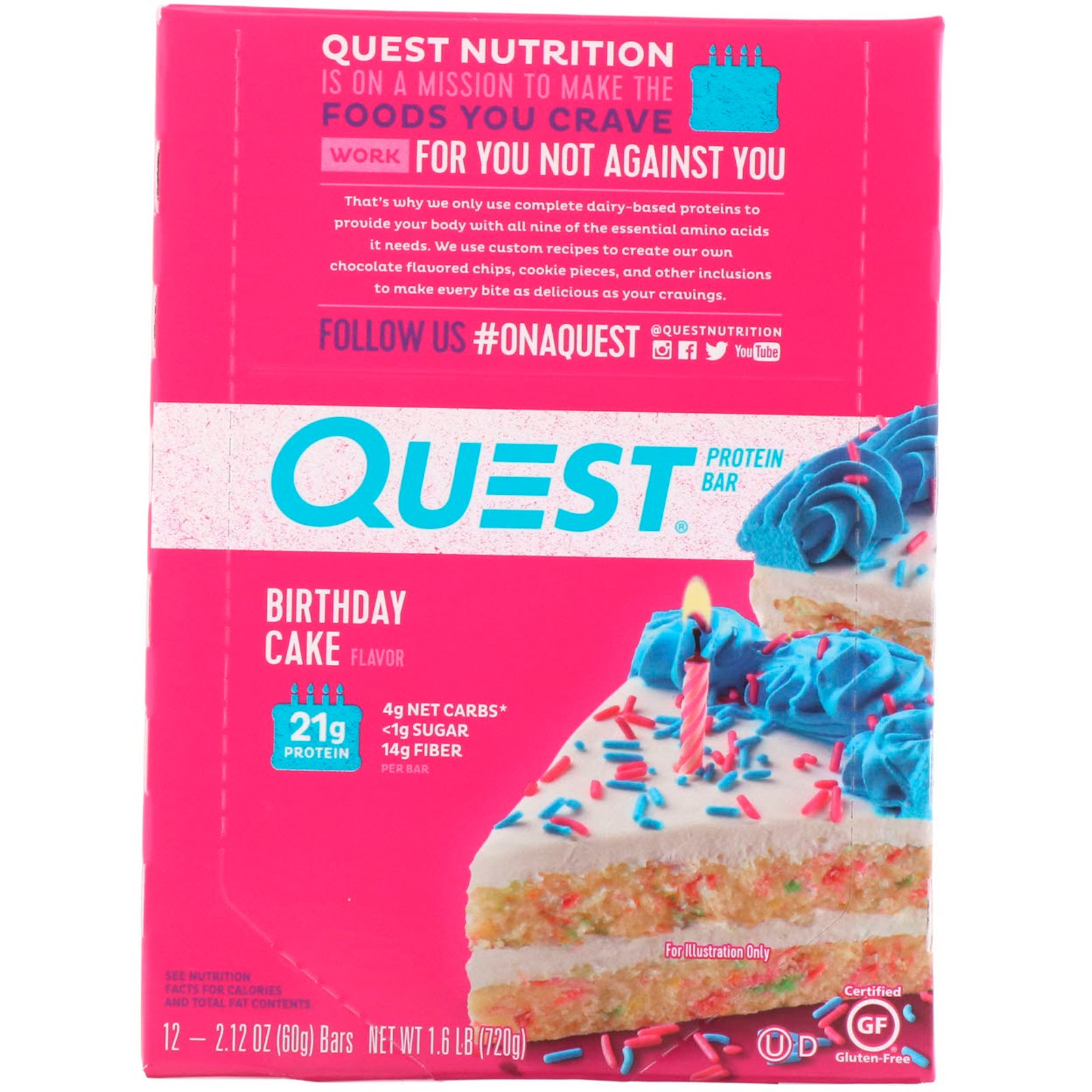 Quest Nutrition, Barra de Proteínas, Bolo de Aniversário, 12 Pacotes, 60 g (2,12 oz) Cada - Imagem 2
