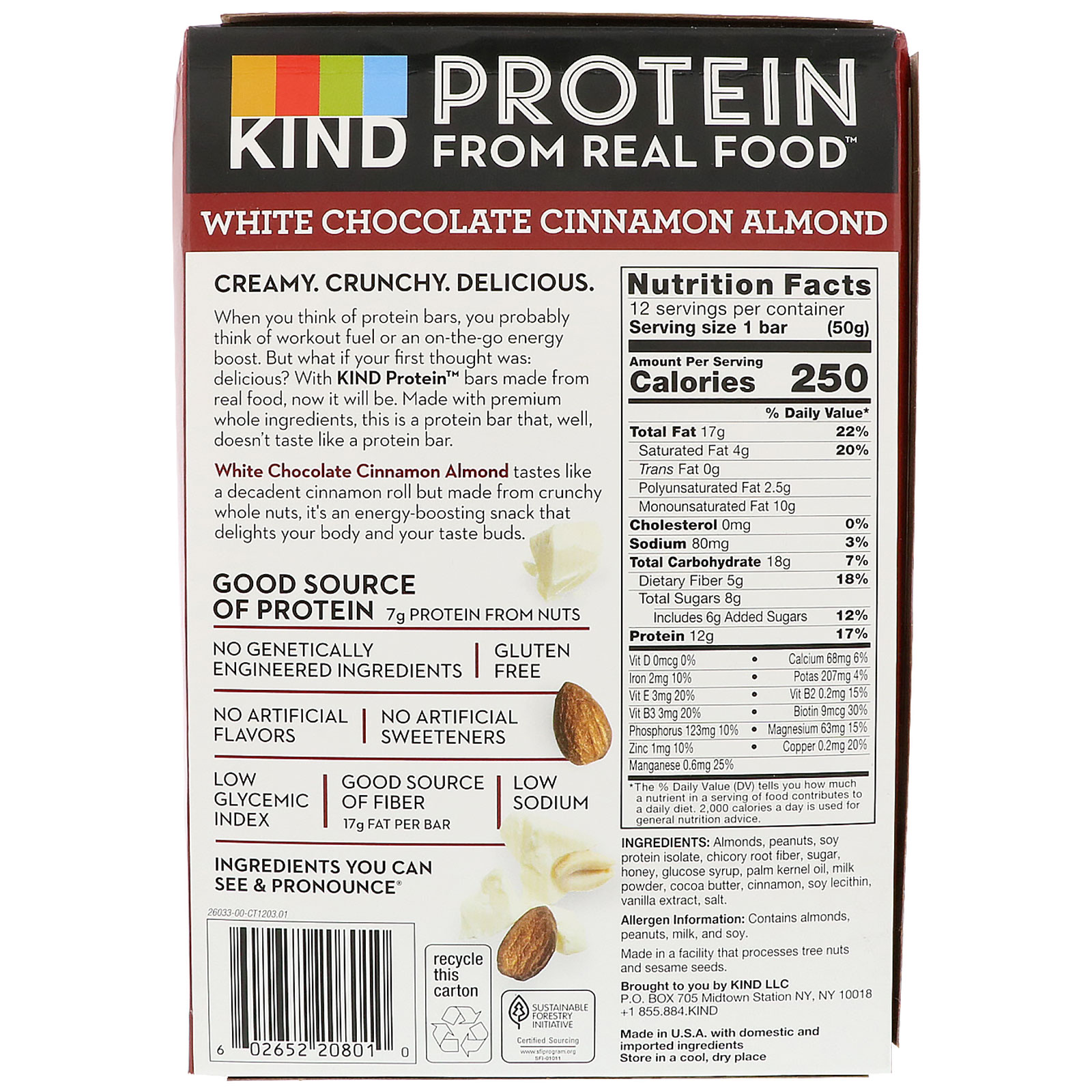 KIND Bars, Barrinhas Proteicas, Chocolate Branco, Canela e Amêndoas, 12 Barrinhas, 1,76 oz (50 g) Cada - Imagem 3