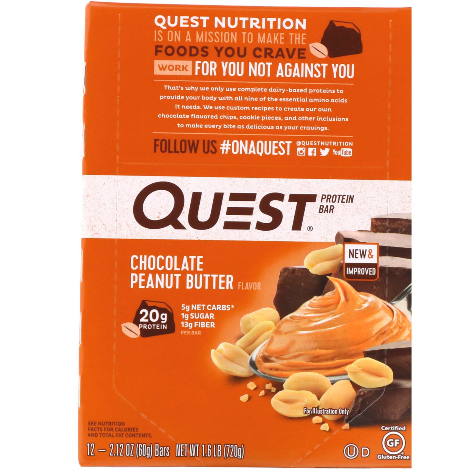 Quest Nutrition, Barra de Proteínas, Manteiga de Amendoim e Chocolate, 12 Barras, 60 g (2,12 oz) Cada - Imagem 2
