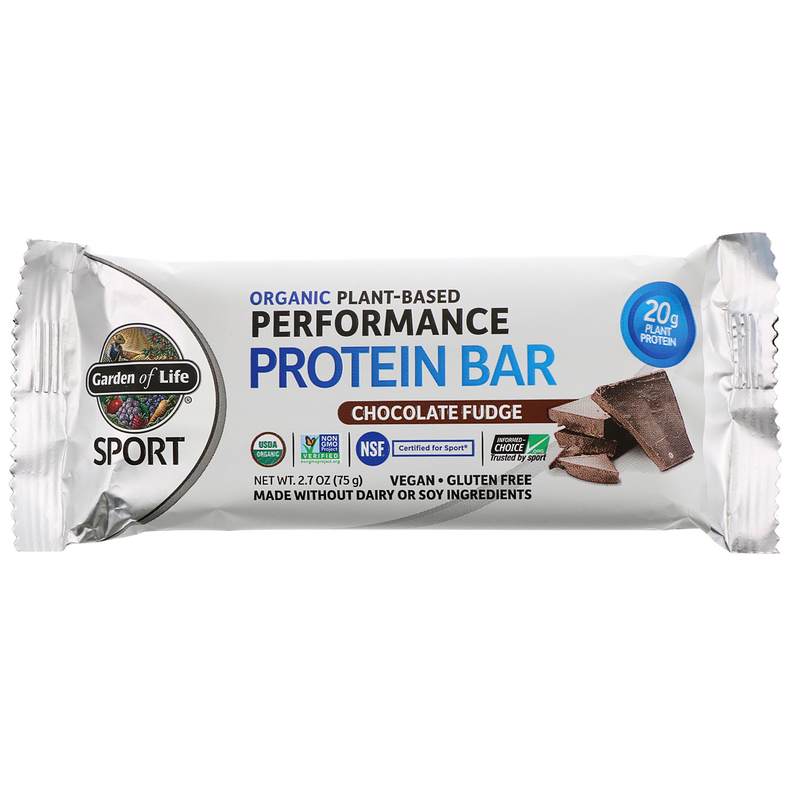 Garden of Life, Sport, Barra de Proteínas Orgânicas de Desempenho à Base de Plantas, Fudge de Chocolate, 12 Barras, 75 g (2,7 oz) Cada - Imagem 4