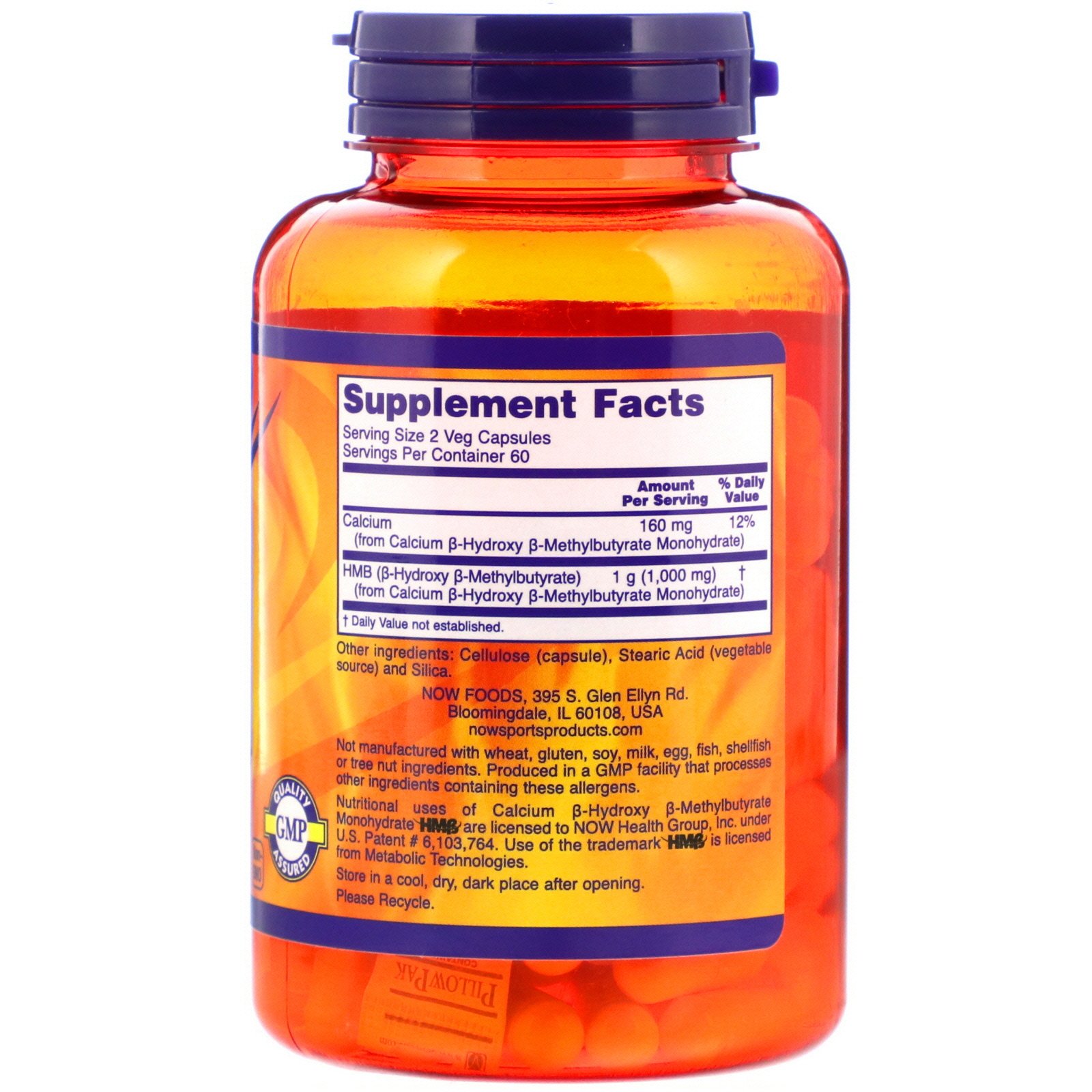 Now Foods, Sports, HMB, 500 mg, 120 Cápsulas Vegetais - Imagem 2