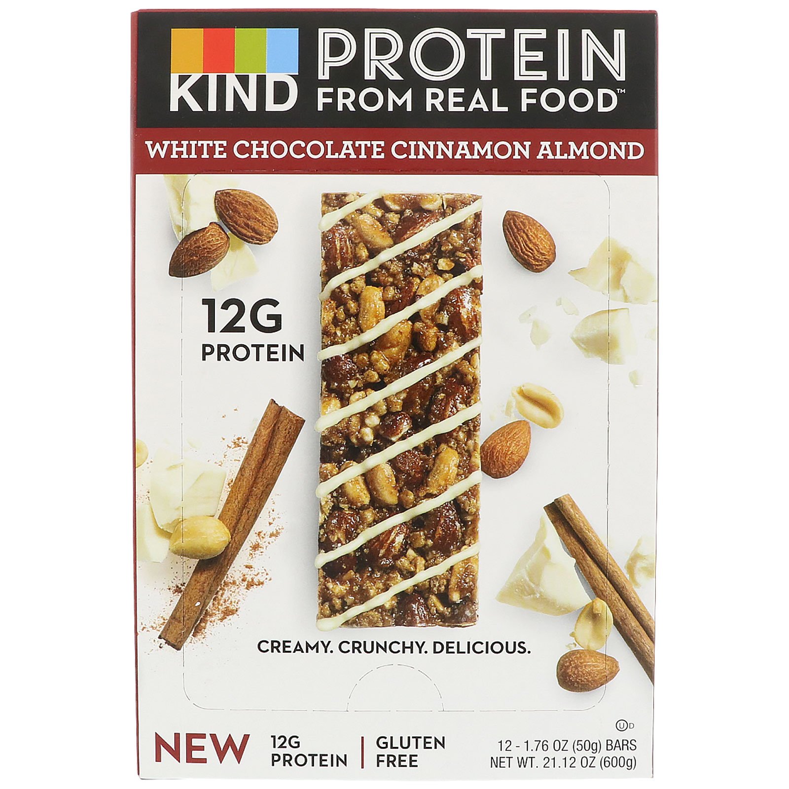 KIND Bars, Barrinhas Proteicas, Chocolate Branco, Canela e Amêndoas, 12 Barrinhas, 1,76 oz (50 g) Cada - Imagem 2