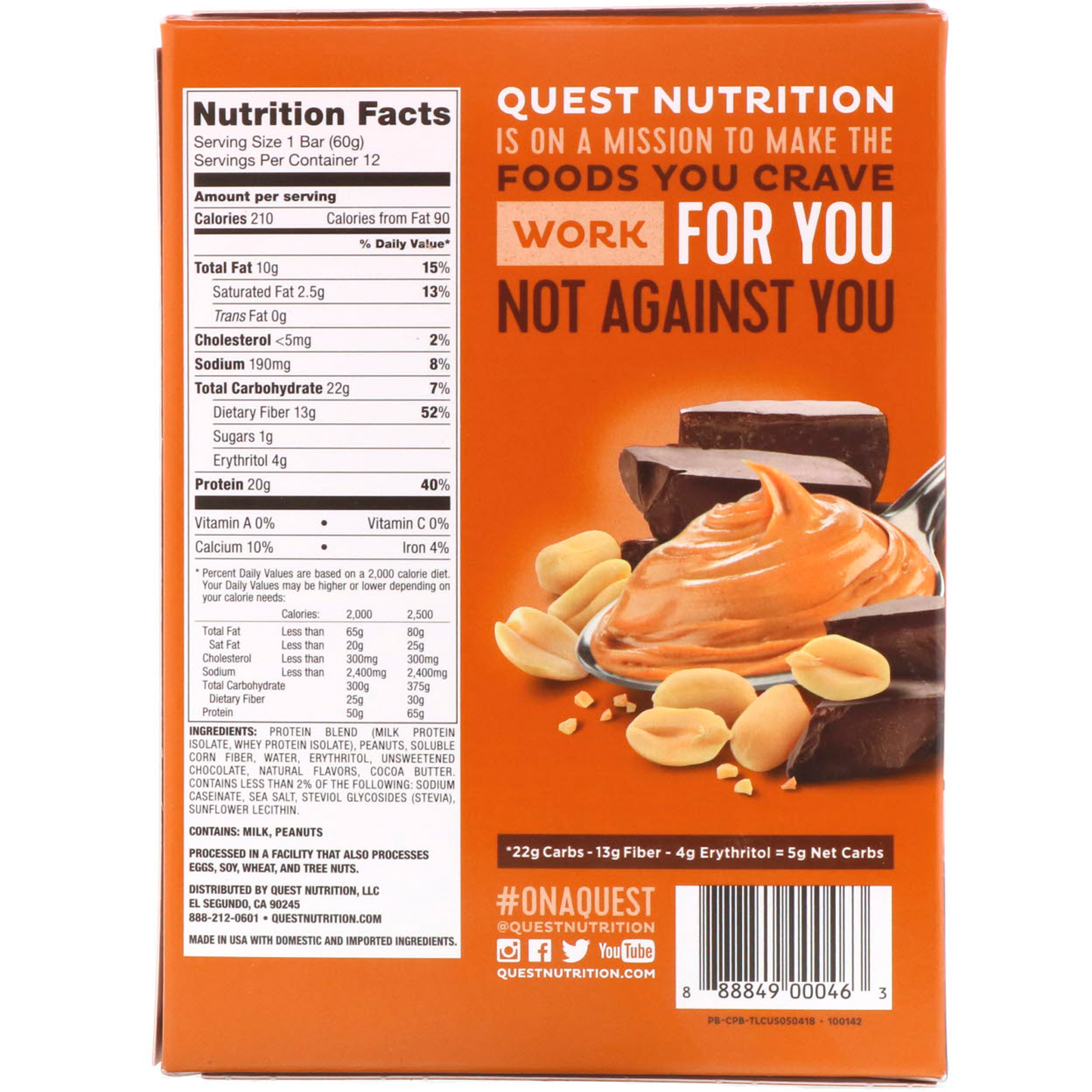 Quest Nutrition, Barra de Proteínas, Manteiga de Amendoim e Chocolate, 12 Barras, 60 g (2,12 oz) Cada - Imagem 3