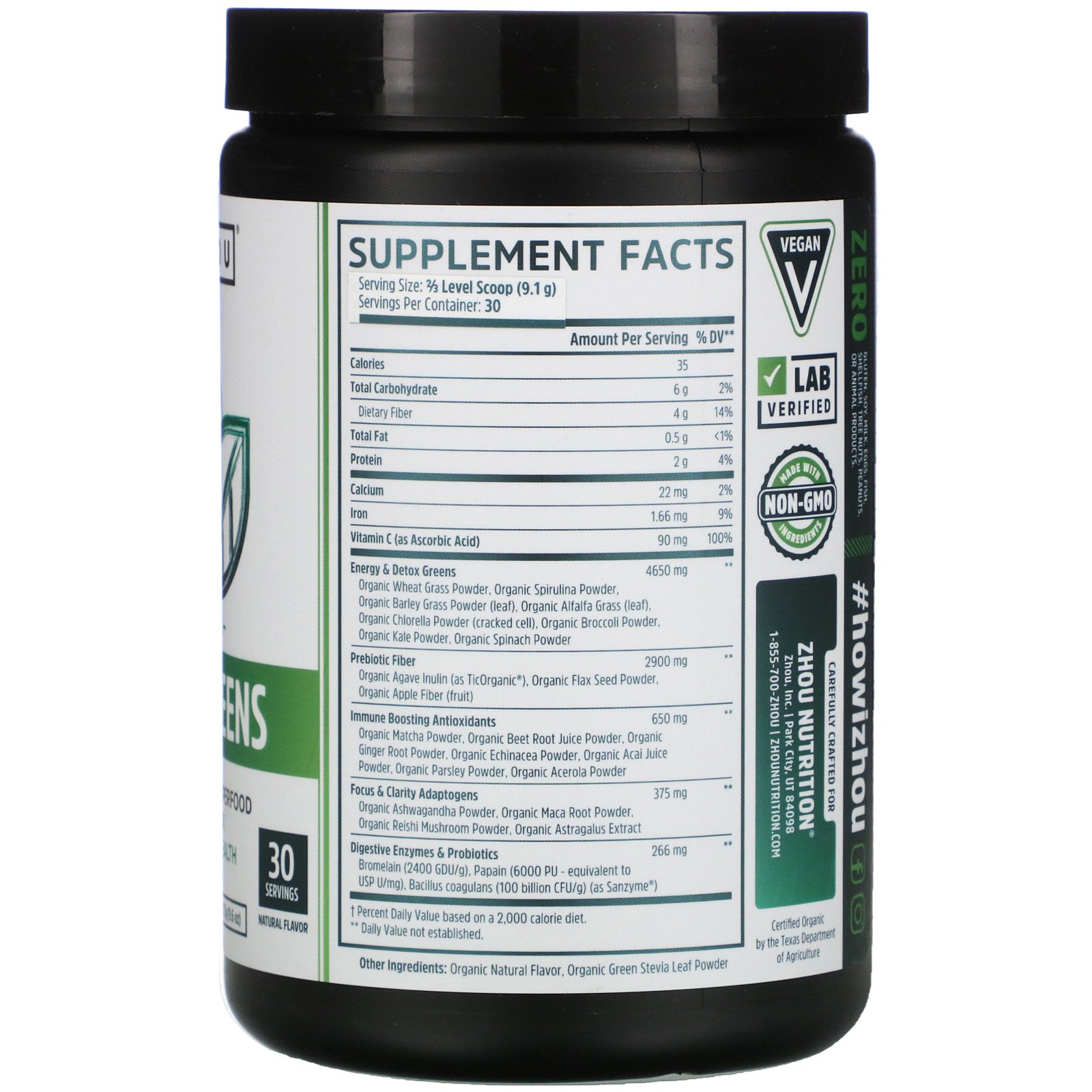 Zhou Nutrition, Organic Deep Greens, 9.6 oz (273 g) - Imagem 2