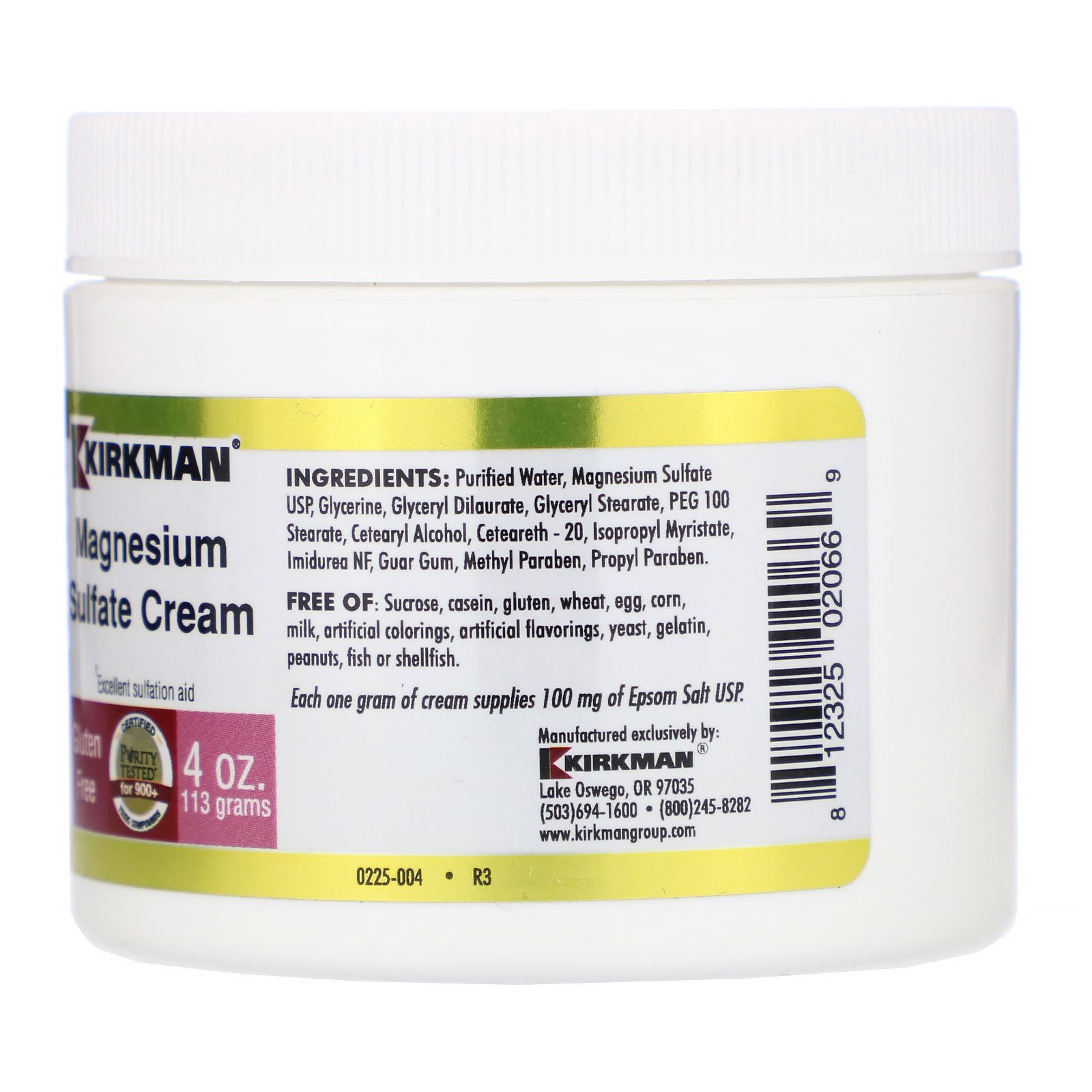 Kirkman Labs, Creme de Sulfato de Magnésio, 4 oz (113 g) - Imagem 2