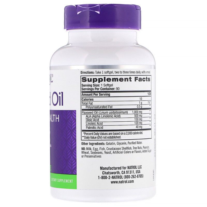 Natrol Omega-3 Flax Seed Oil - 1000 Mg - 90 Softgels - Imagem 3