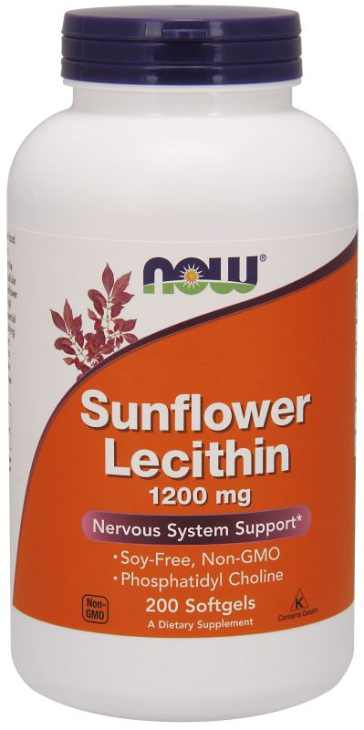 NOW Foods Sunflower Lecithin 1200 mg Soy-Free, Non-GMO - 200 Softgels