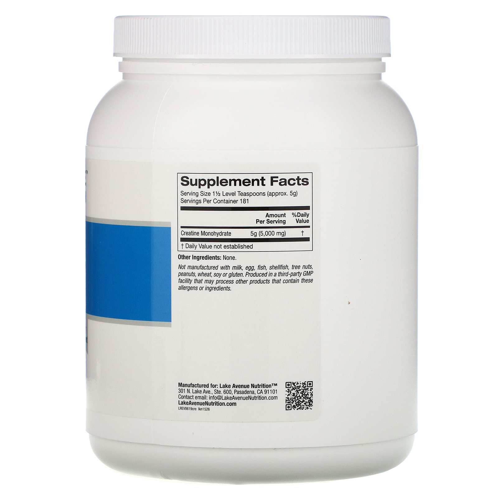 Lake Avenue Nutrition, Creatina em Pó, Sem Sabor, 5.000 mg, 907 g (32 oz) - Imagem 2