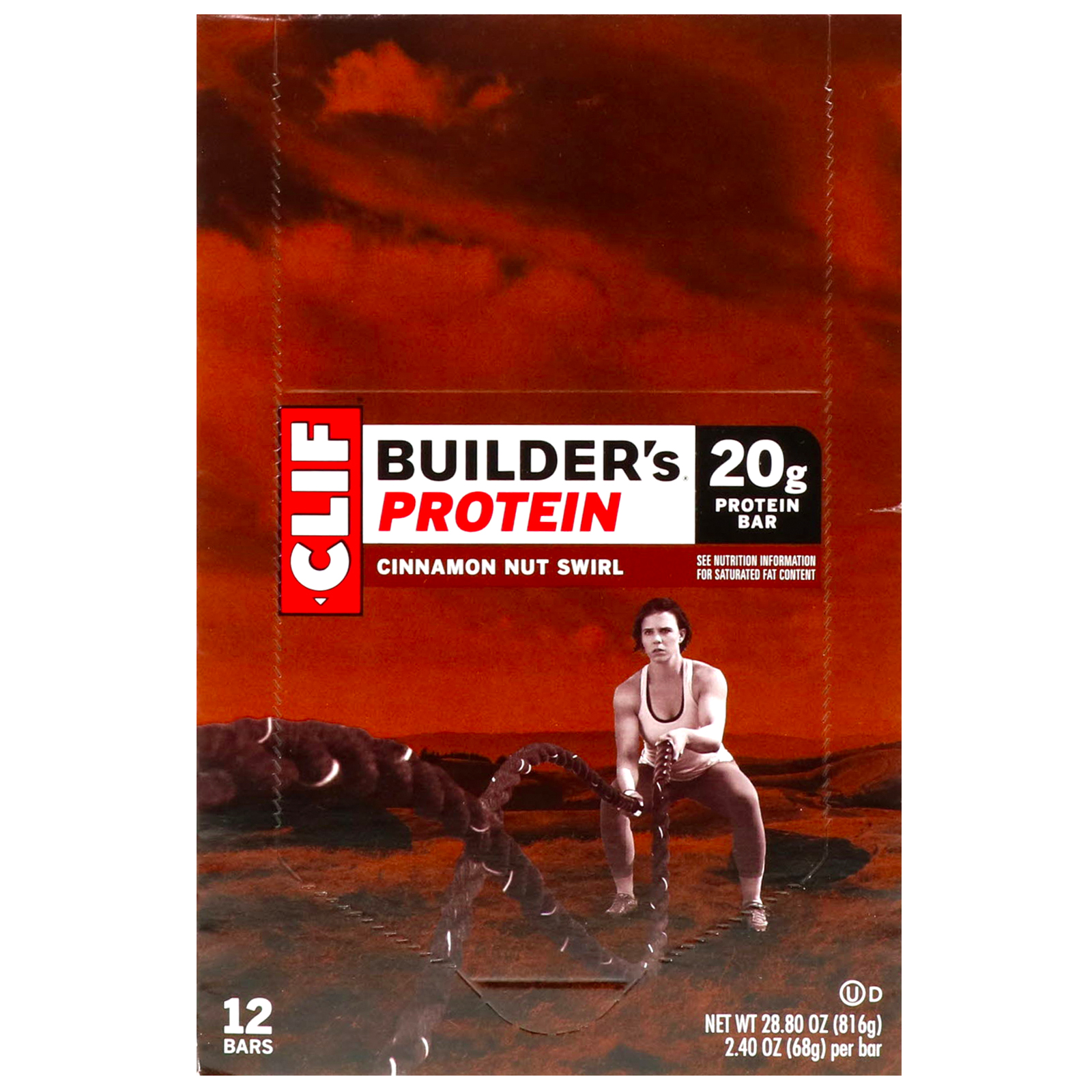 Clif Bar, Builder's Protein Bar, Cinnamon Nut Swirl, 12 Bars, 2.40 oz (68 g) Each - Imagem 2