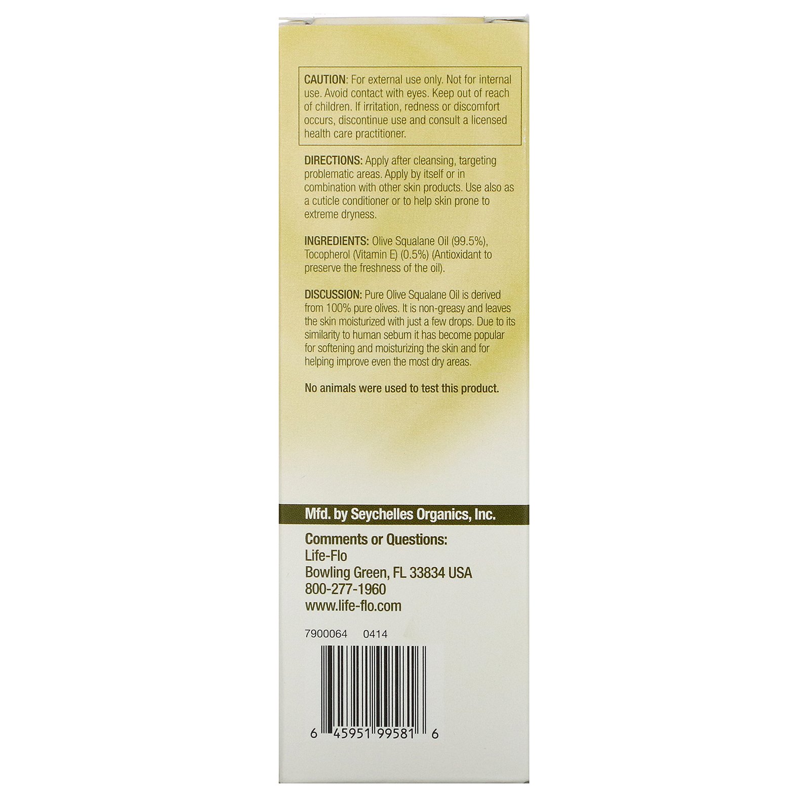 Life-flo, Óleo de Esqualano de Azeitona Puro, 60 ml (2 fl oz) - Imagem 2