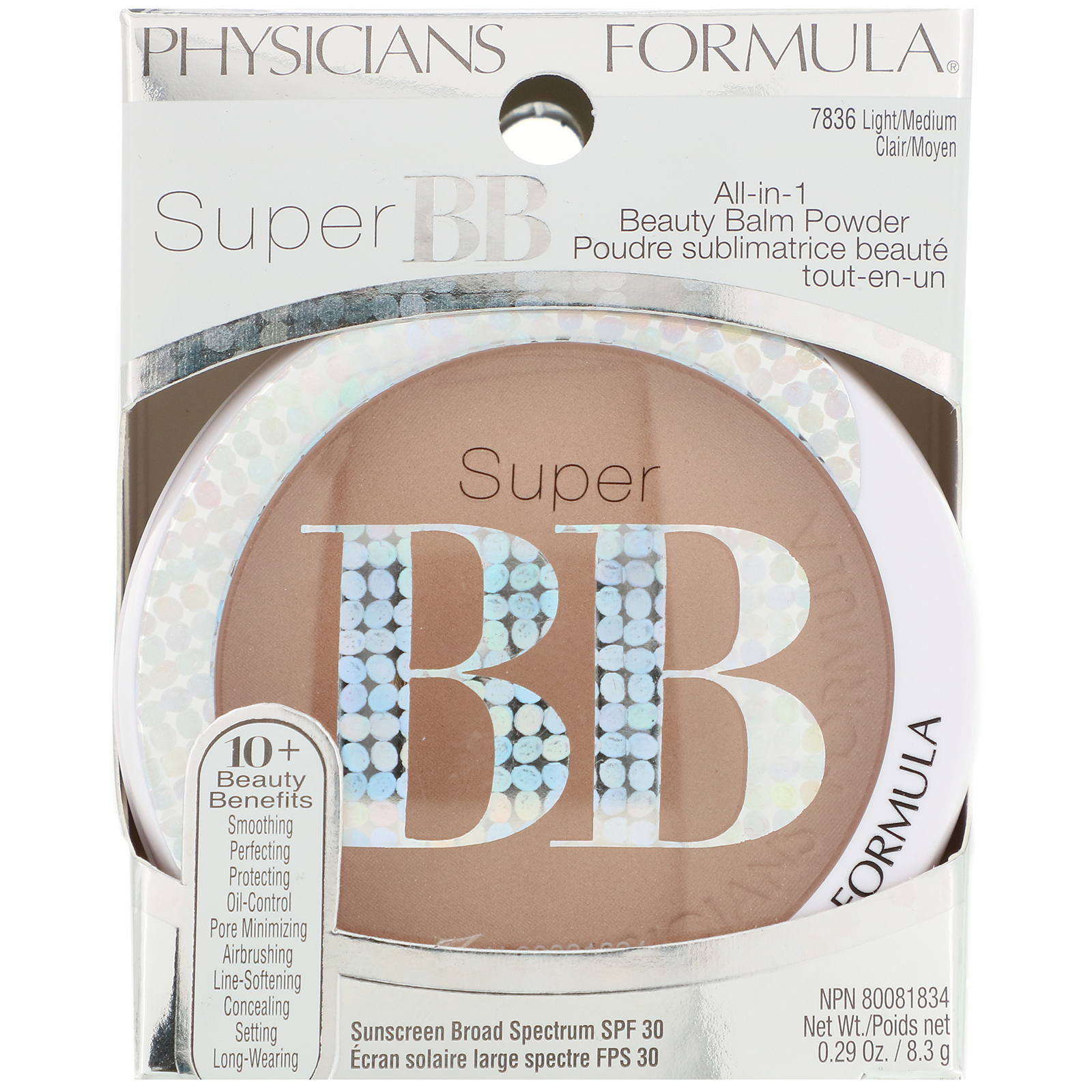 Physicians Formula, Super BB, All-in-1 Beauty Balm Powder, SPF 30, Light/Medium, 0.29 oz (8.3 g) - Imagem 3